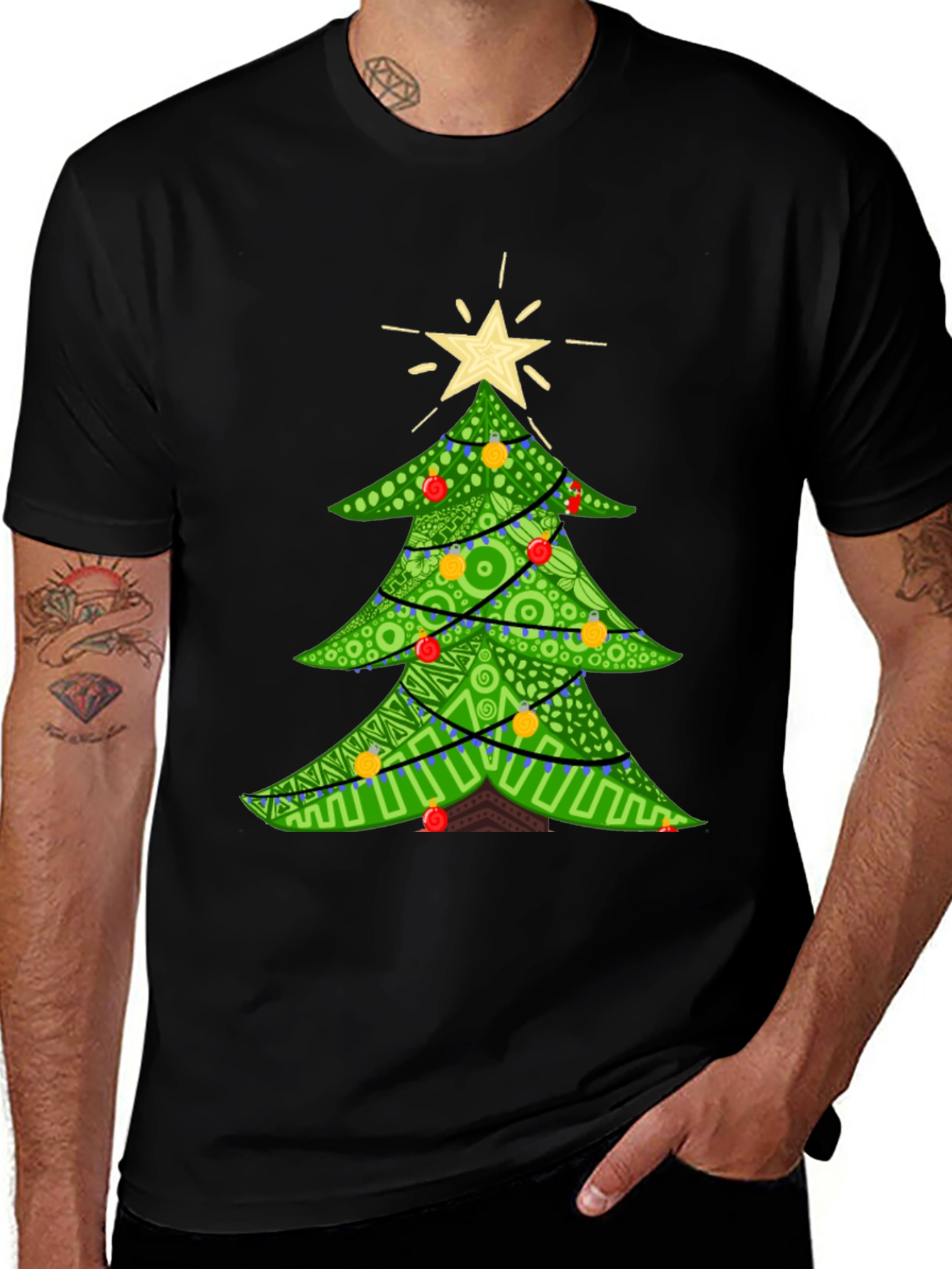 Festive Christmas Tree Graphic Tee - Holiday Apparel