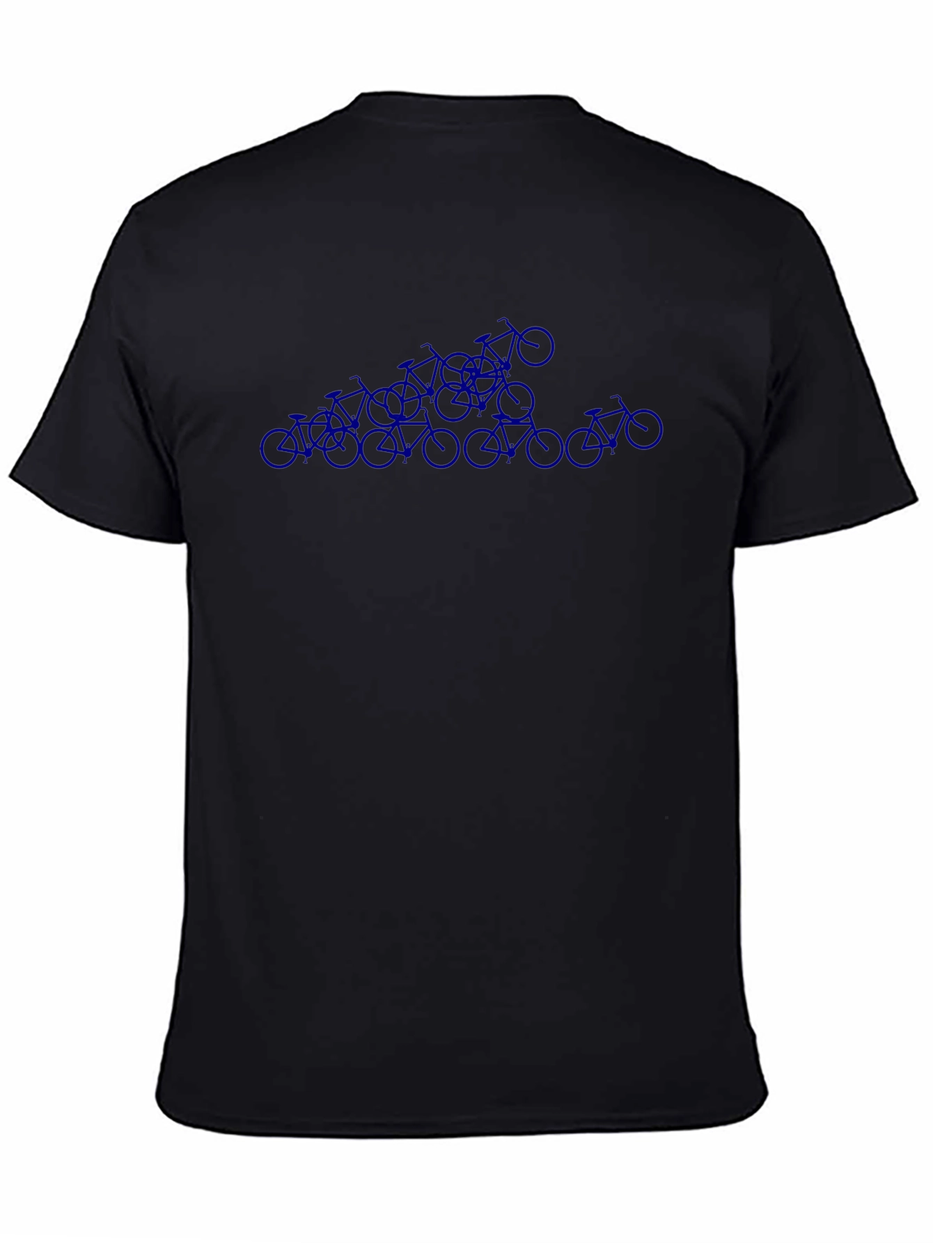 Blue Bicycle Pattern Black Tee