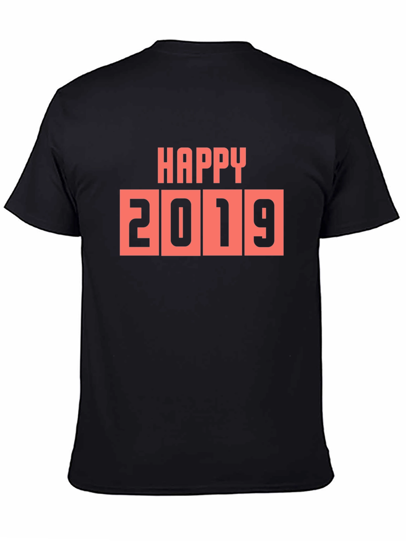 Happy 2019 Graphic Tee - Black Cotton Casual T-Shirt