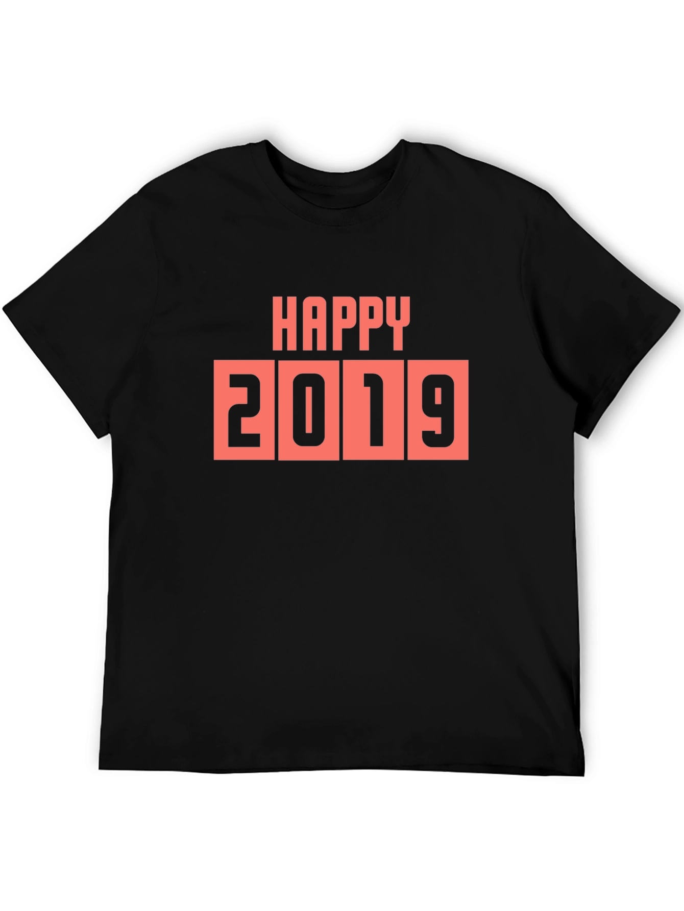 Happy 2019 Graphic Tee - Black Cotton Casual T-Shirt