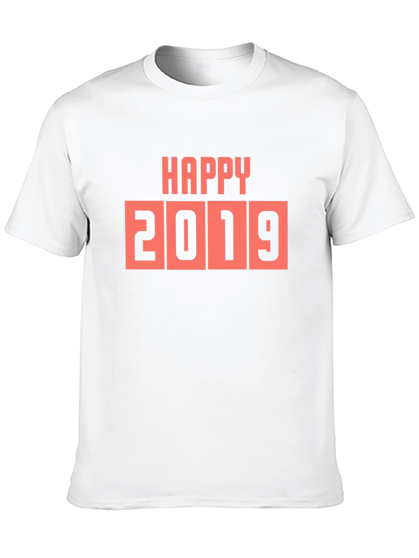 Happy 2019 Graphic Tee - Black Cotton Casual T-Shirt
