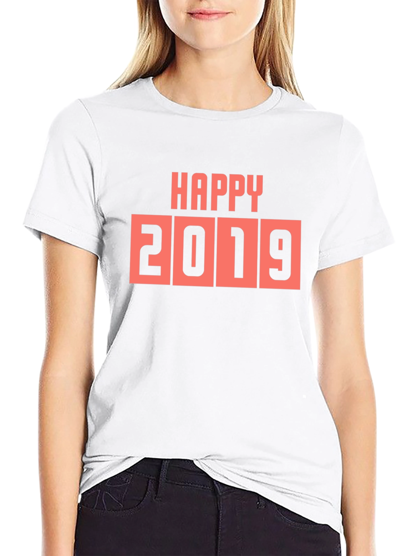 Happy 2019 Graphic Tee - Black Cotton Casual T-Shirt