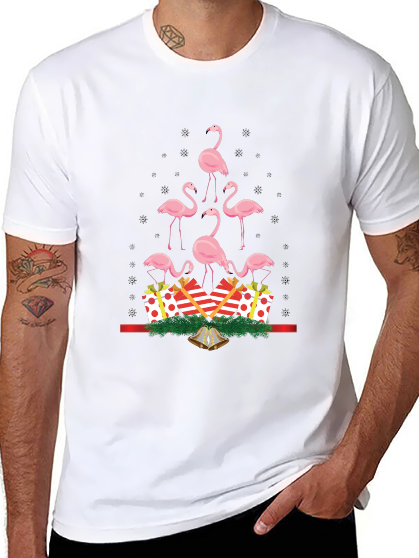 Festive Flamingo Christmas Tree T-Shirt