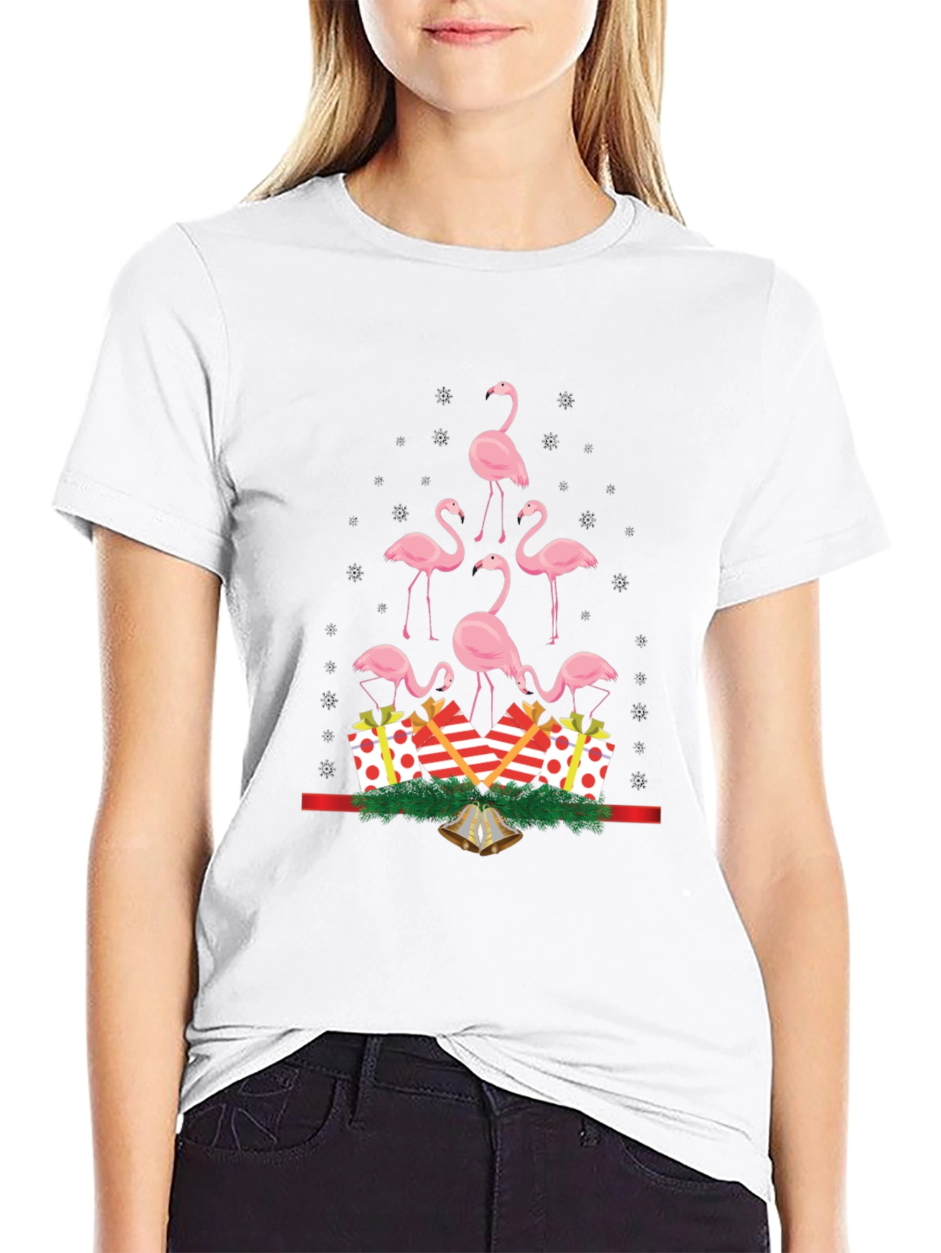 Festive Flamingo Christmas Tree T-Shirt