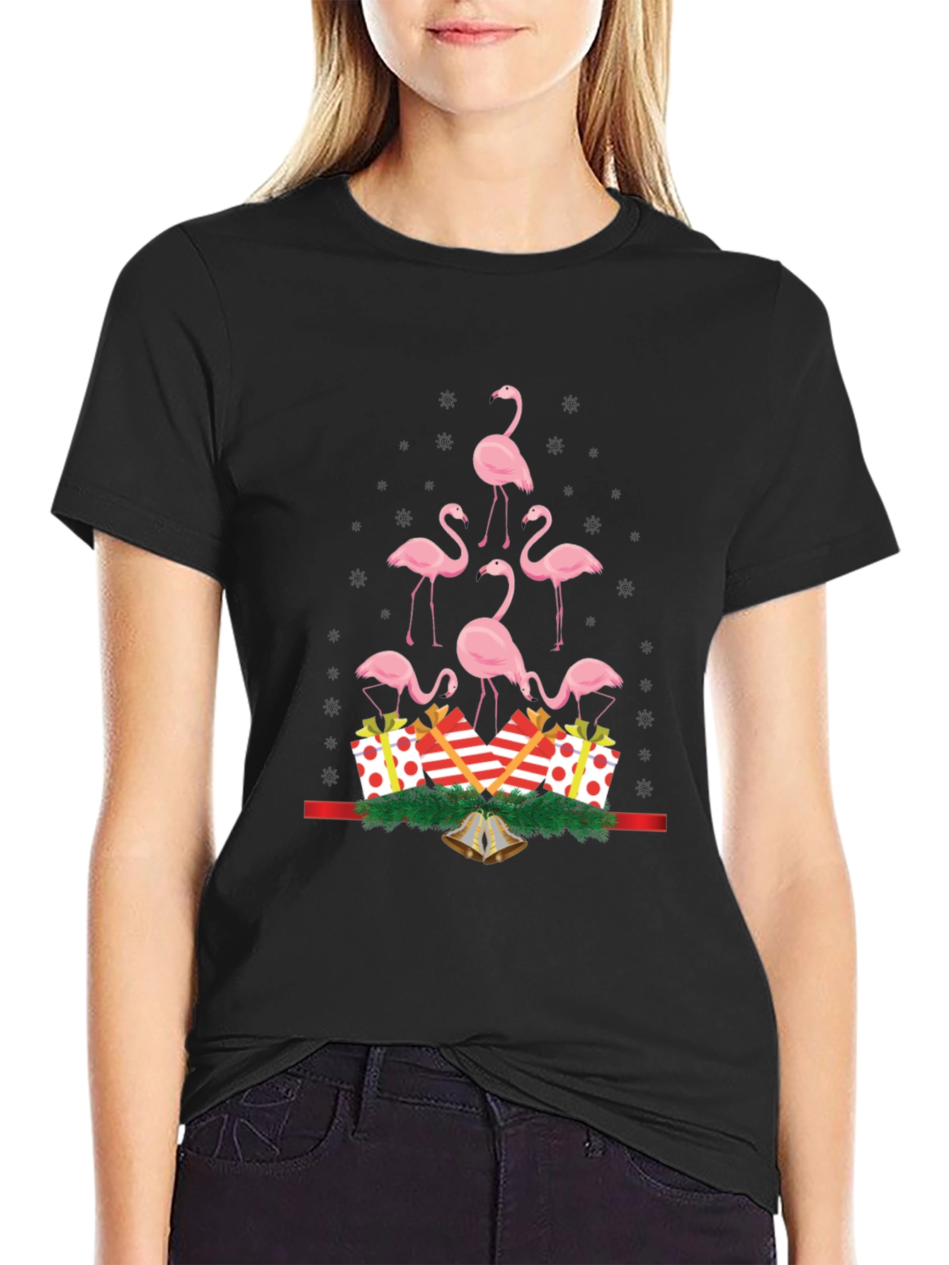 Festive Flamingo Christmas Tree T-Shirt