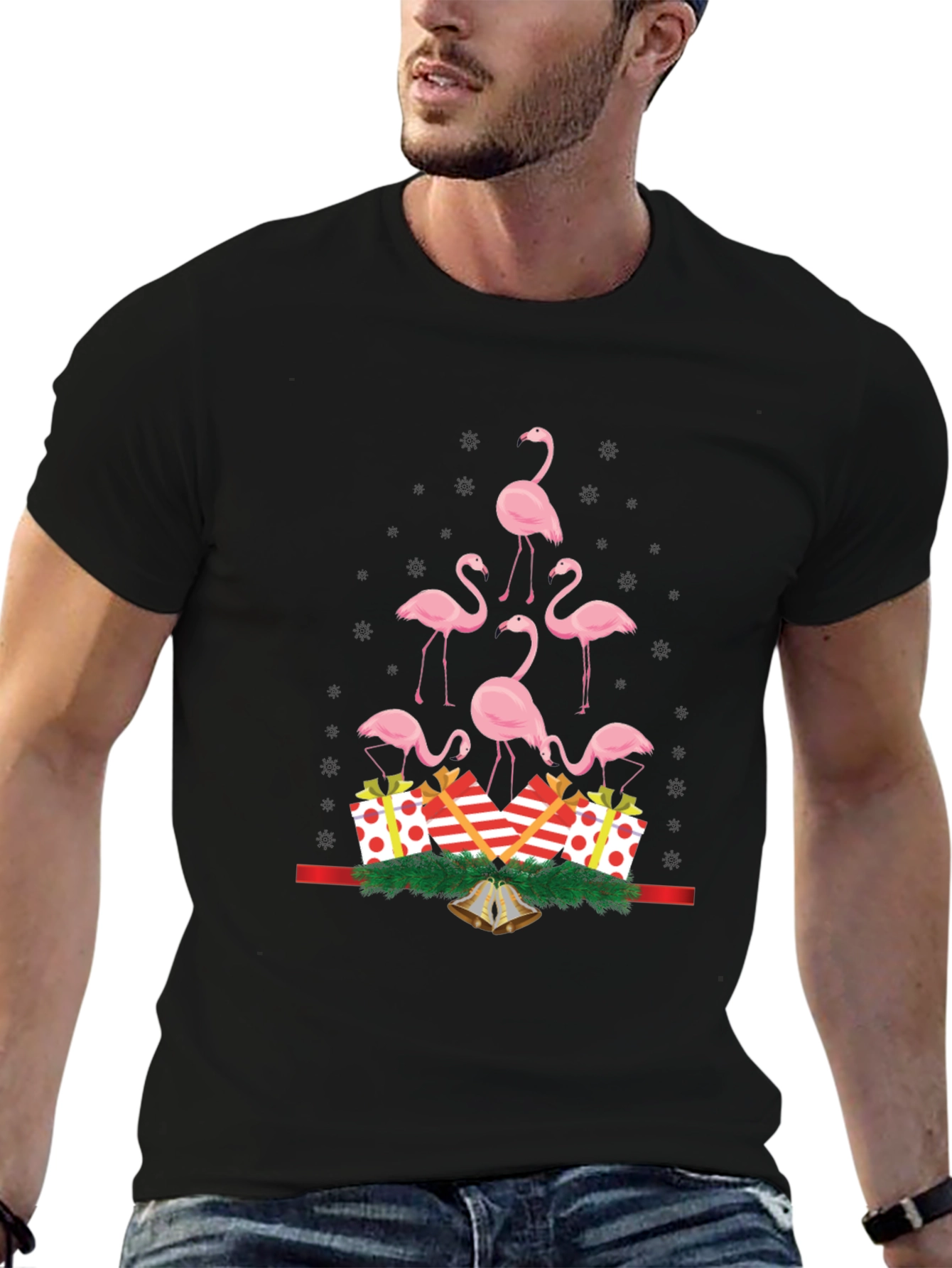 Festive Flamingo Christmas Tree T-Shirt