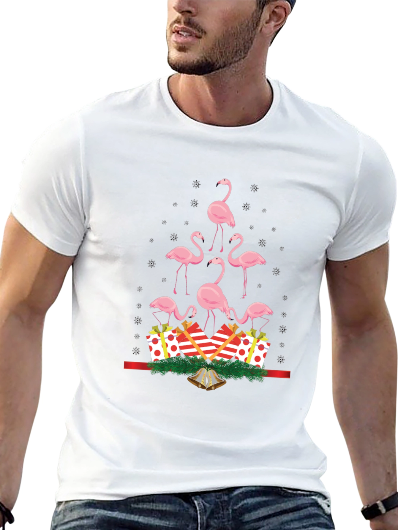 Festive Flamingo Christmas Tree T-Shirt