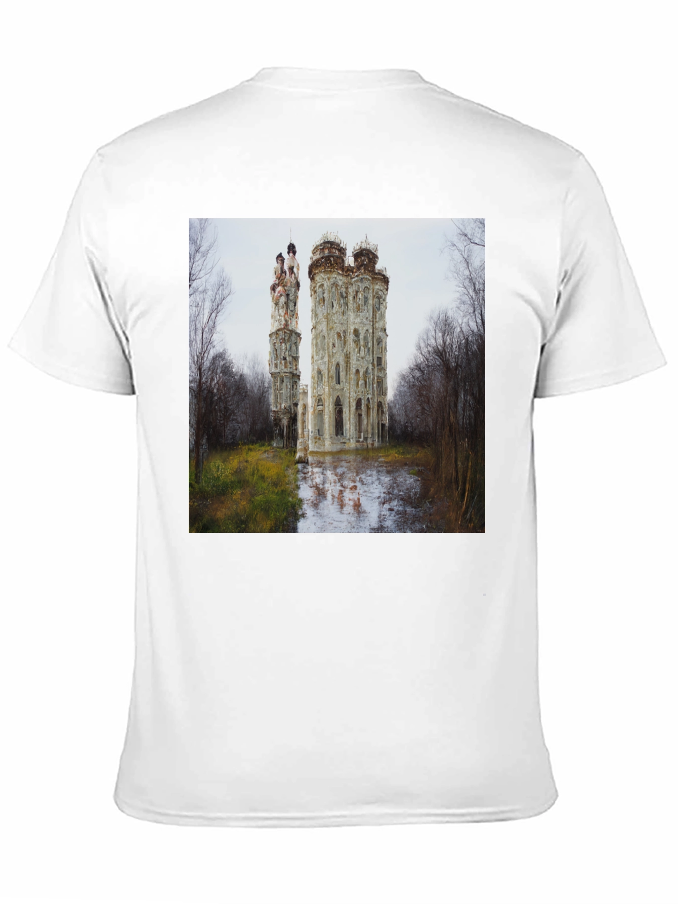 Ornate Castle Ruins Black T-Shirt