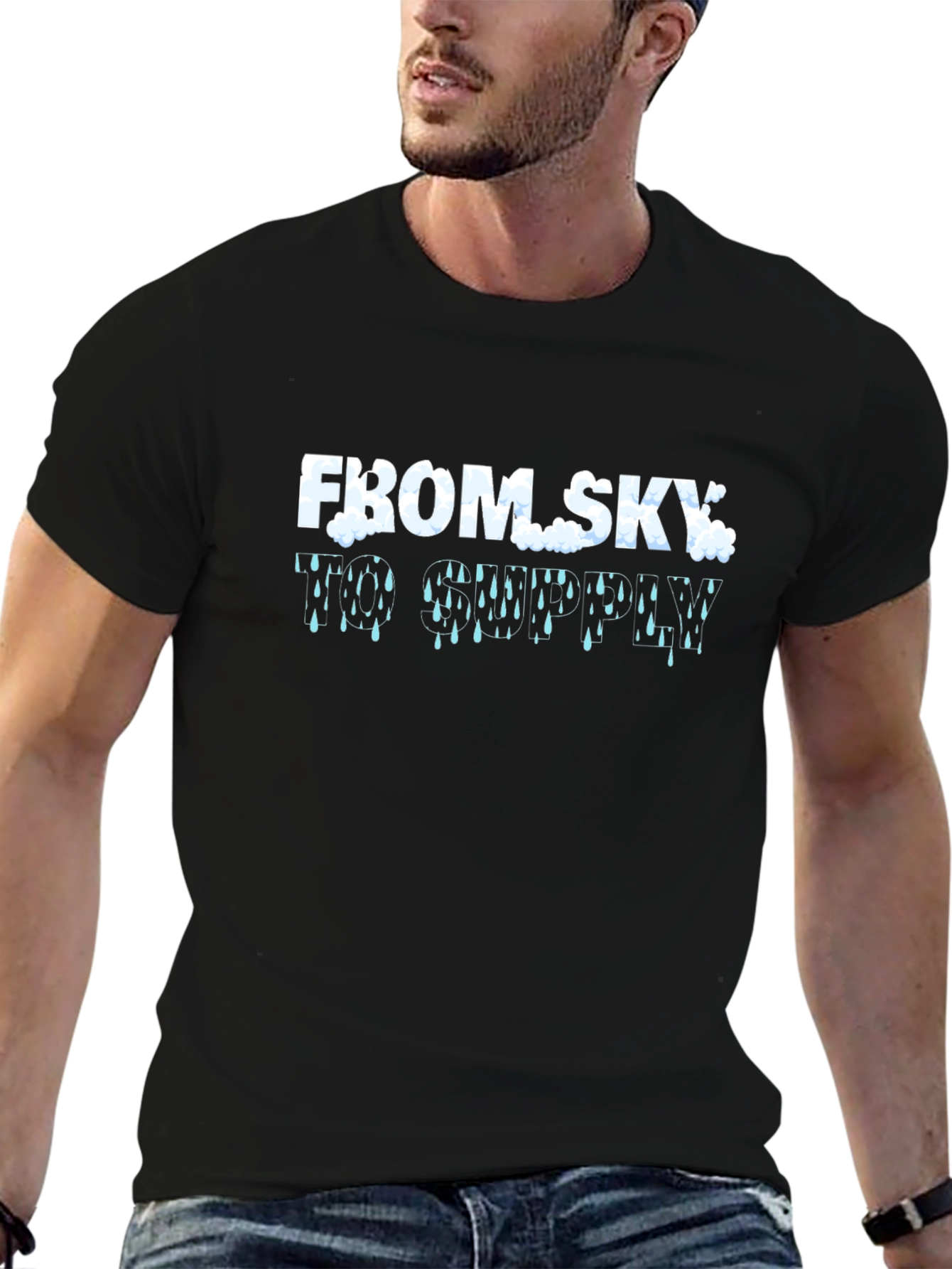 From Sky To Drippy Black Graphic Tee