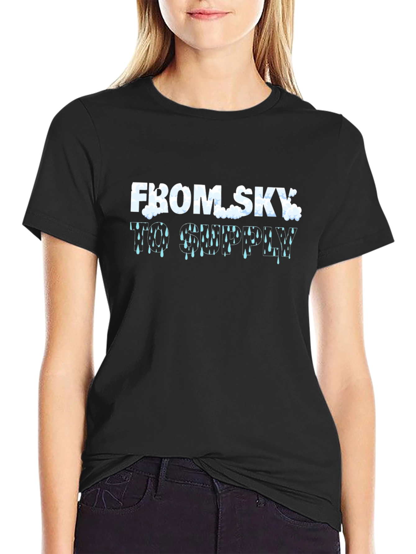 From Sky To Drippy Black Graphic Tee