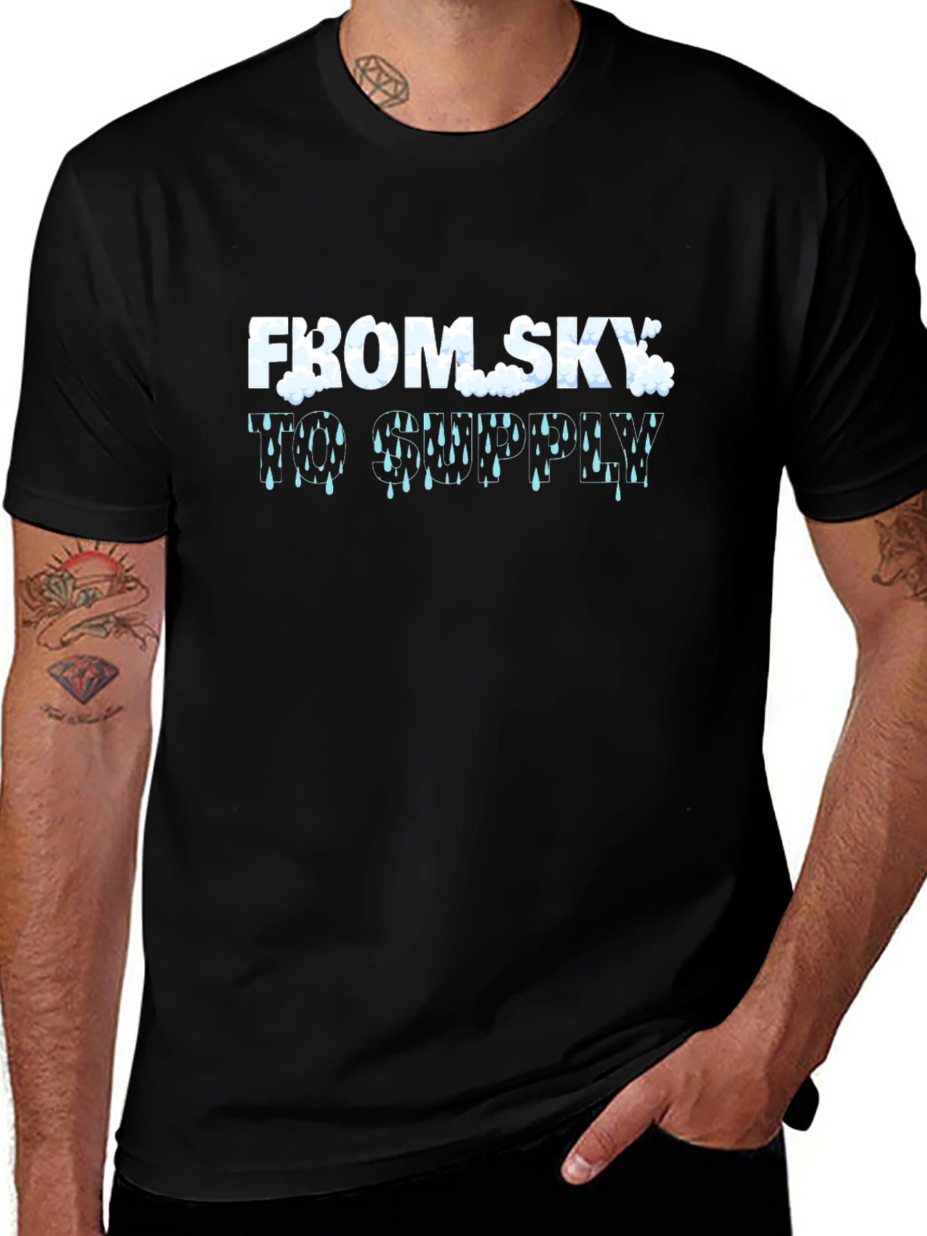 From Sky To Drippy Black Graphic Tee