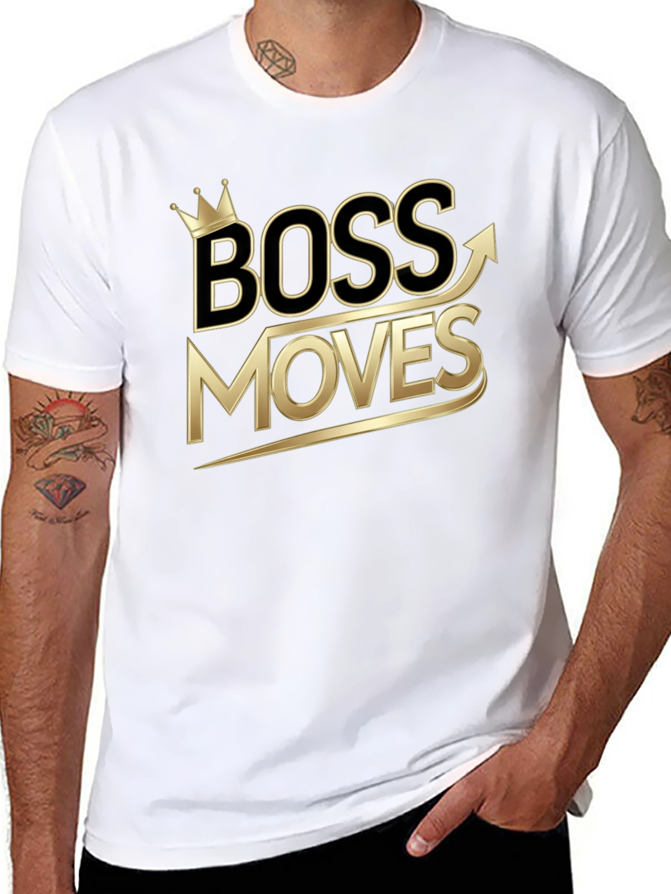 Boss Moves Graphic Tee - Gold Print Black Shirt