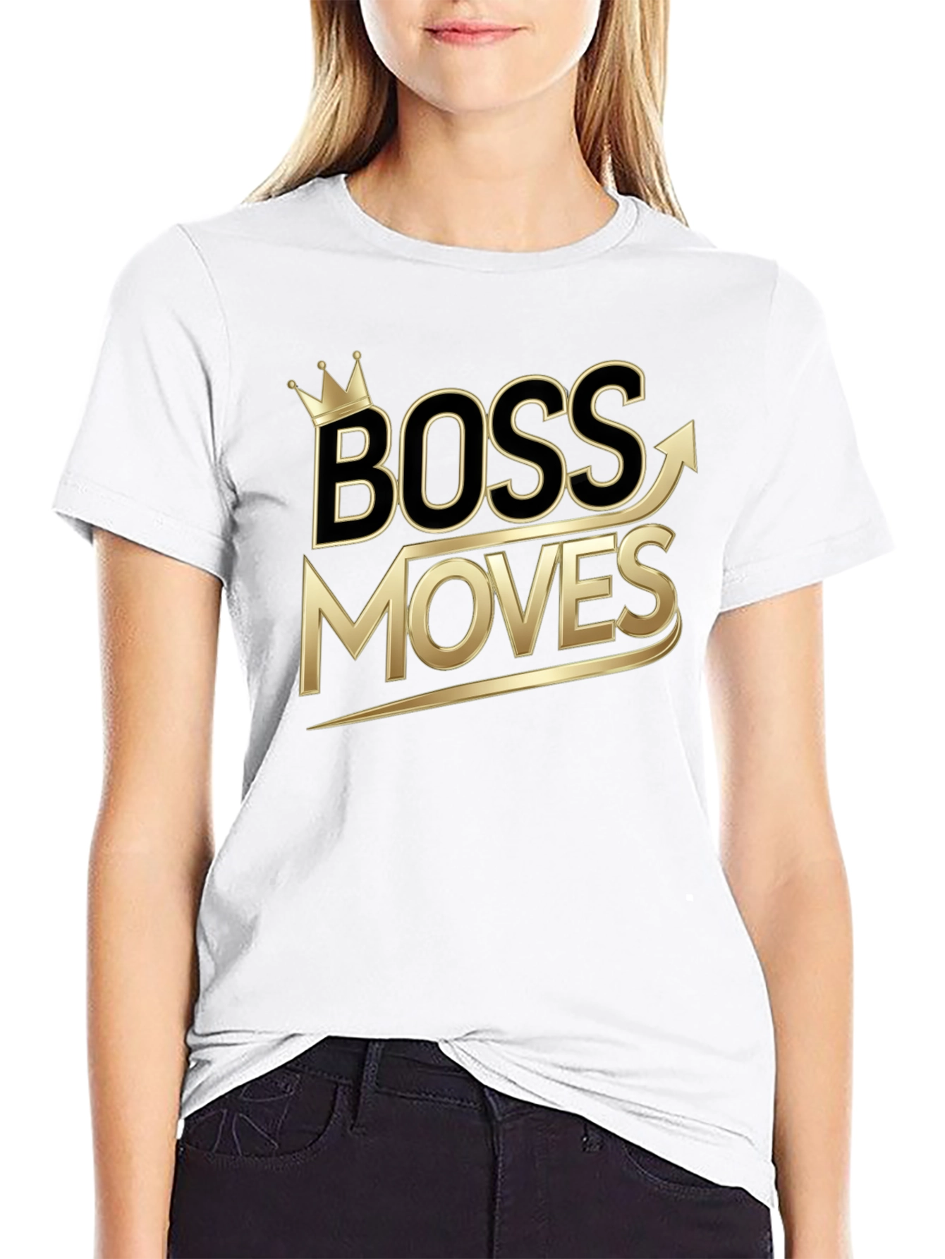 Boss Moves Graphic Tee - Gold Print Black Shirt