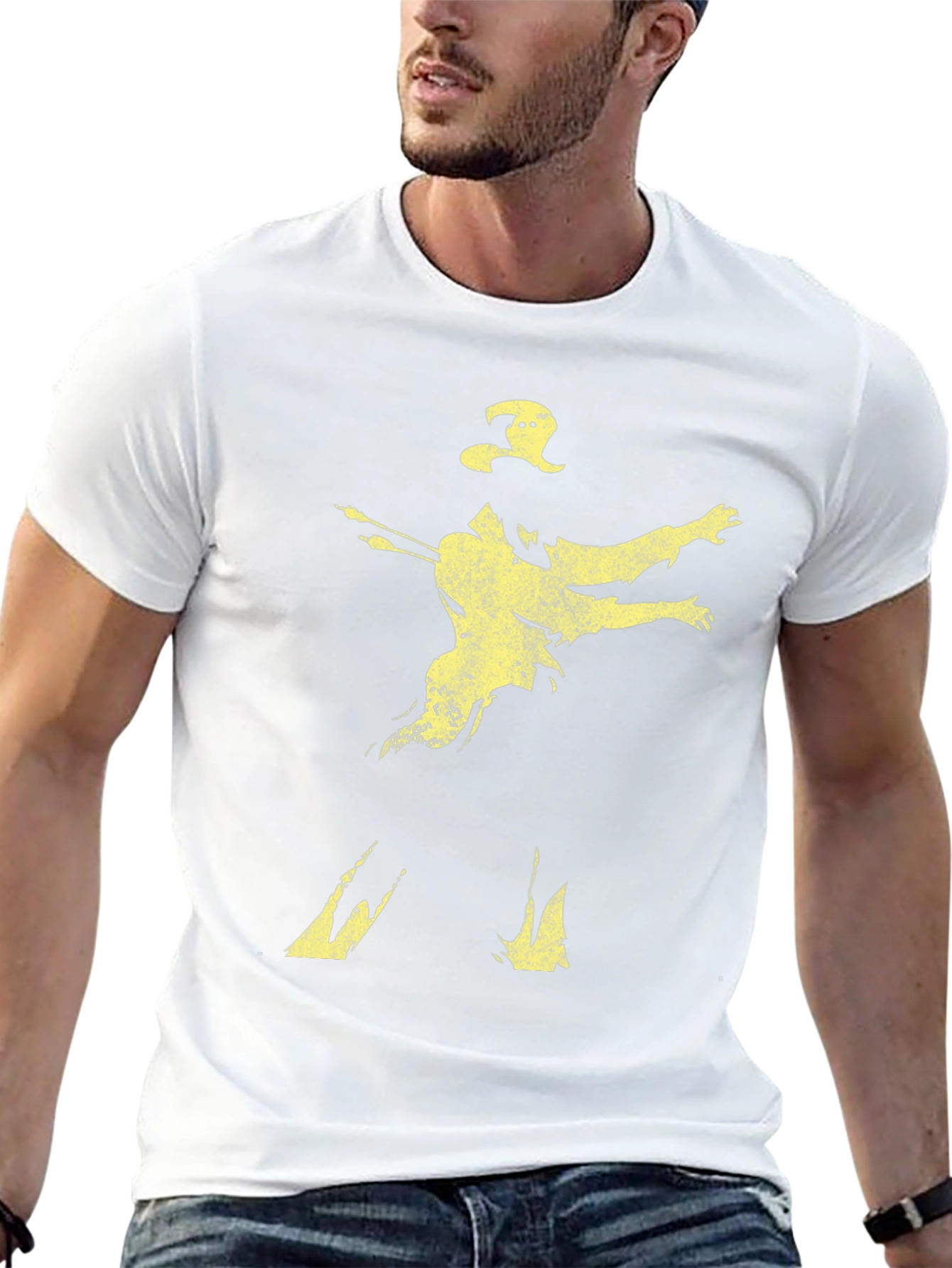 Distressed Silhouette Graphic Print Mens Tee