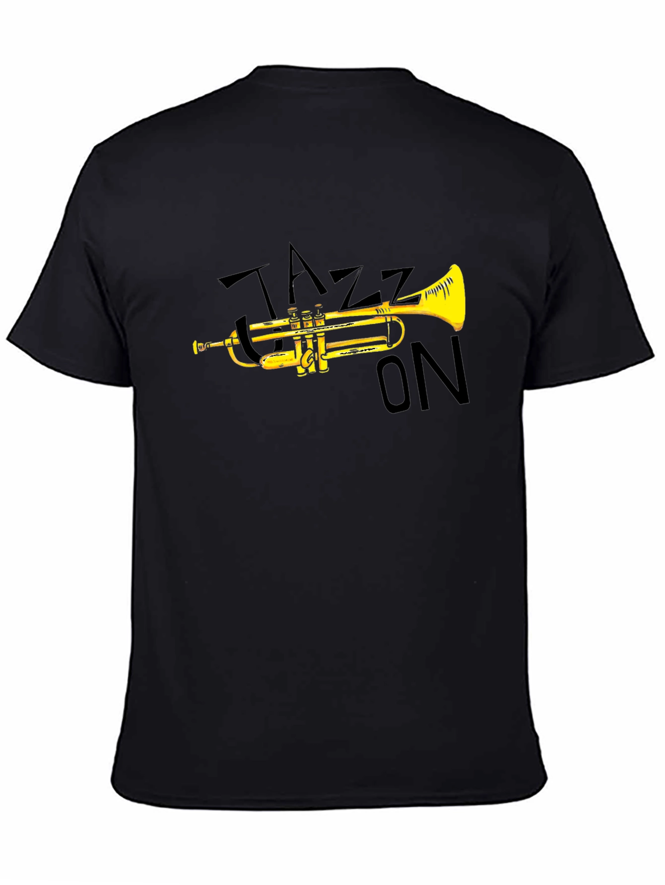 Jazz On Black T-Shirt - Trumpet Design