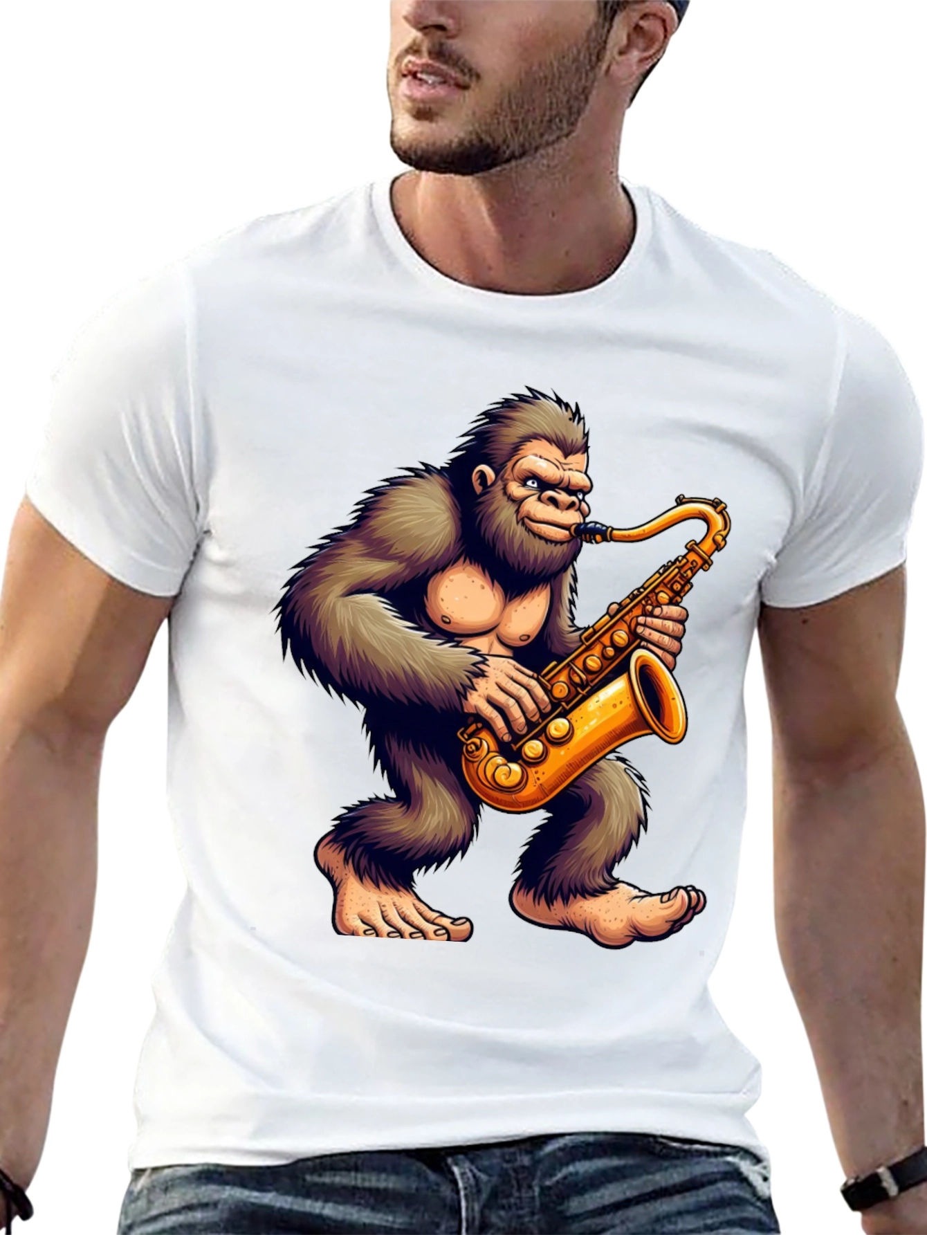 Gorilla Saxophone Player Graphic T-Shirt
