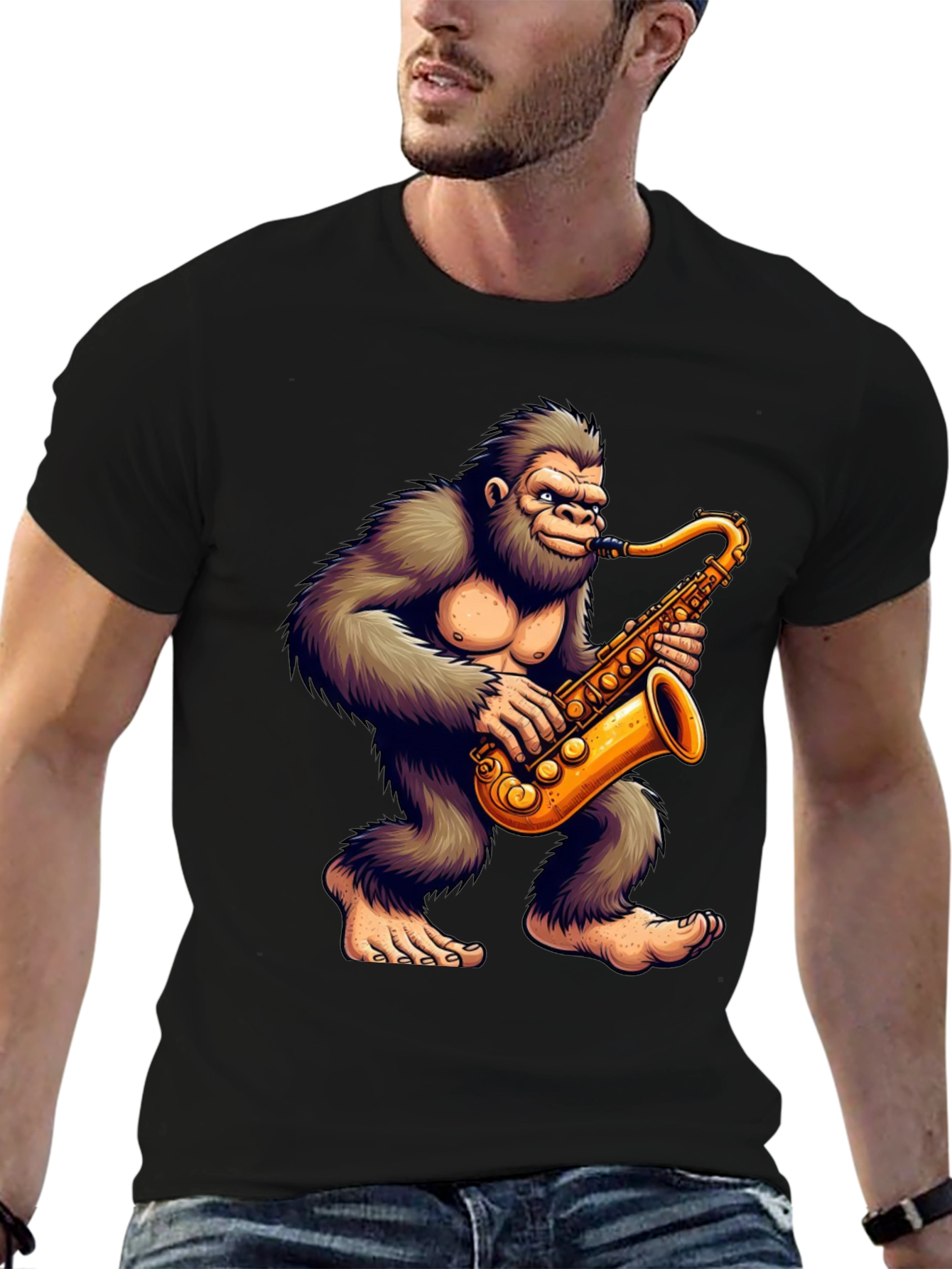 Gorilla Saxophone Player Graphic T-Shirt