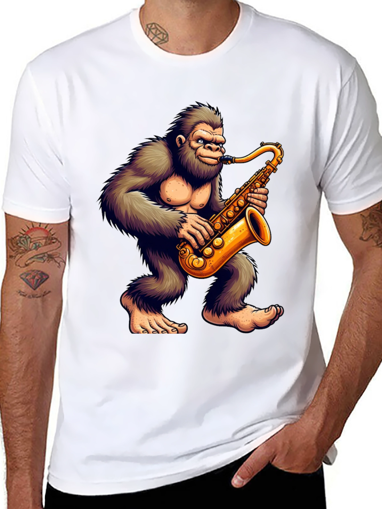 Gorilla Saxophone Player Graphic T-Shirt