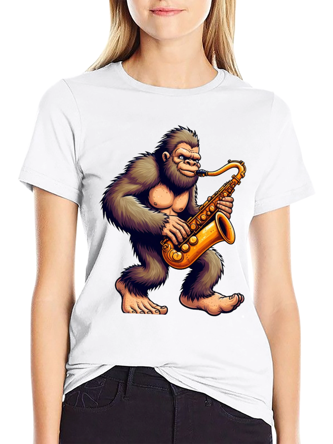 Gorilla Saxophone Player Graphic T-Shirt