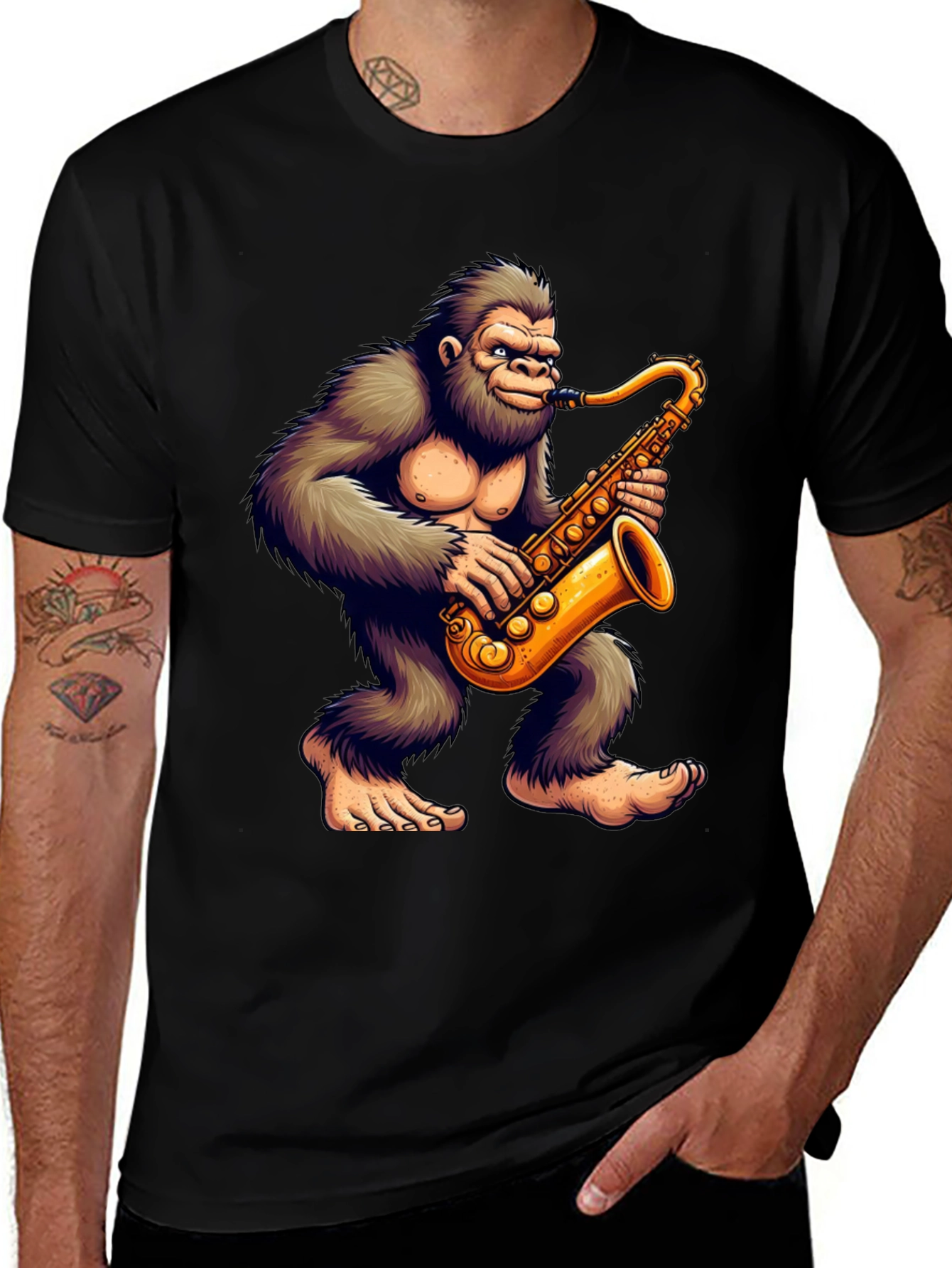 Gorilla Saxophone Player Graphic T-Shirt