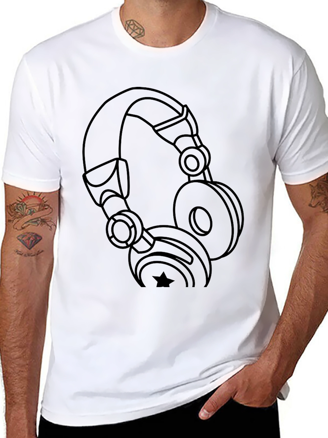 Headphone Graphic Black T-Shirt