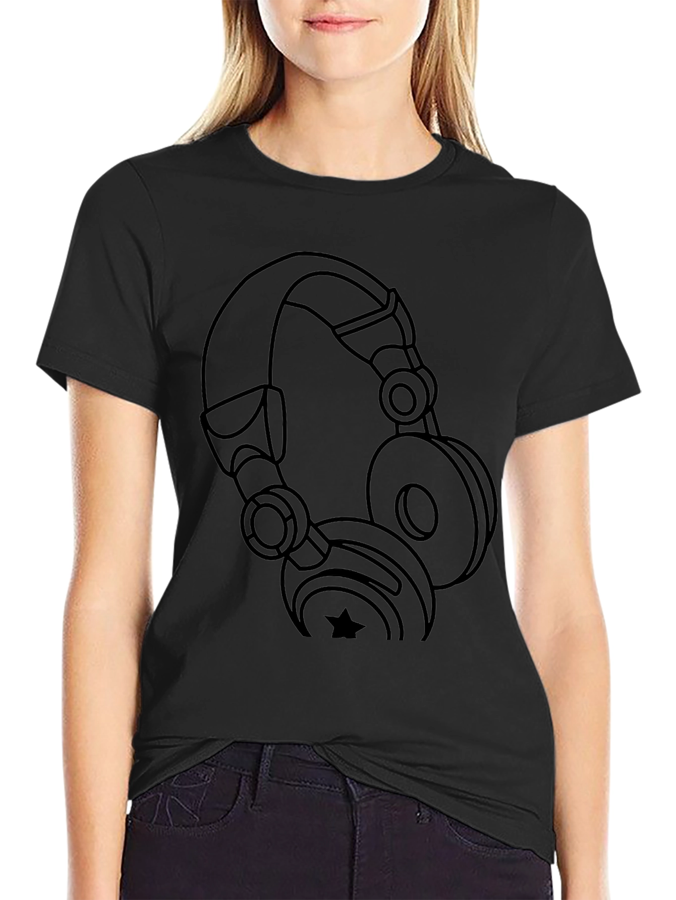 Headphone Graphic Black T-Shirt