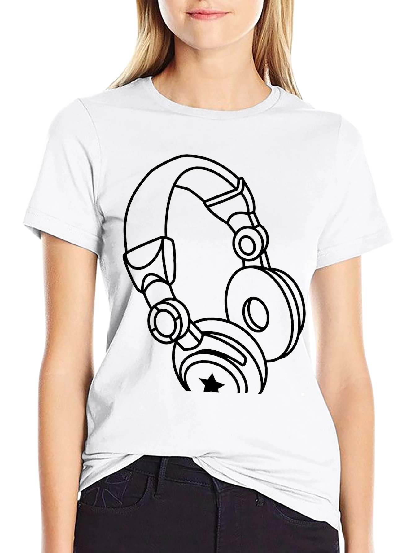 Headphone Graphic Black T-Shirt