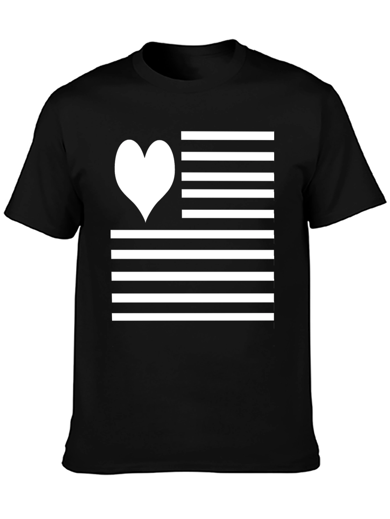 Heart Stripes Graphic Tee - Black