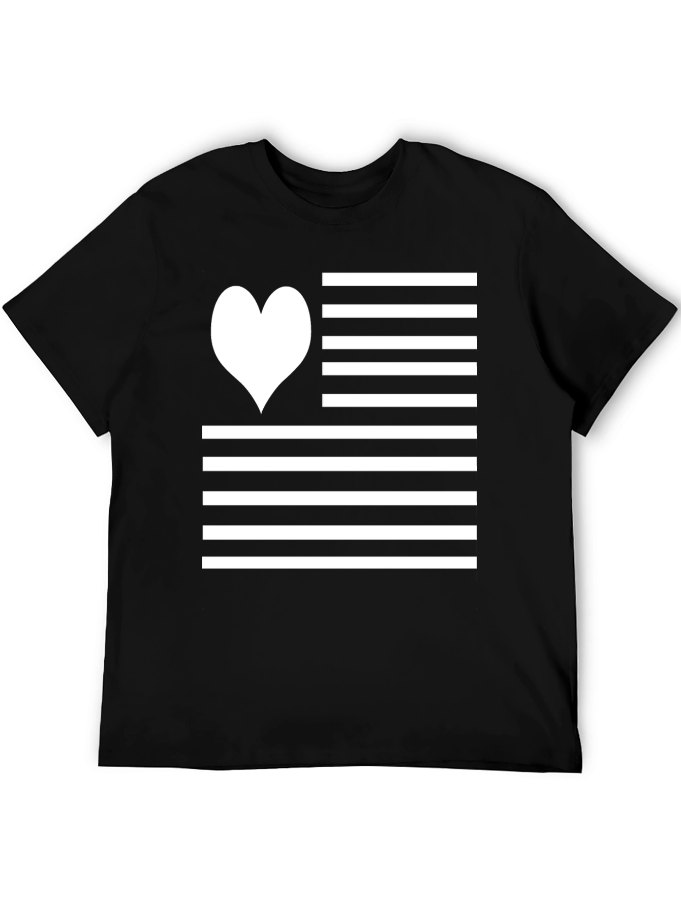 Heart Stripes Graphic Tee - Black