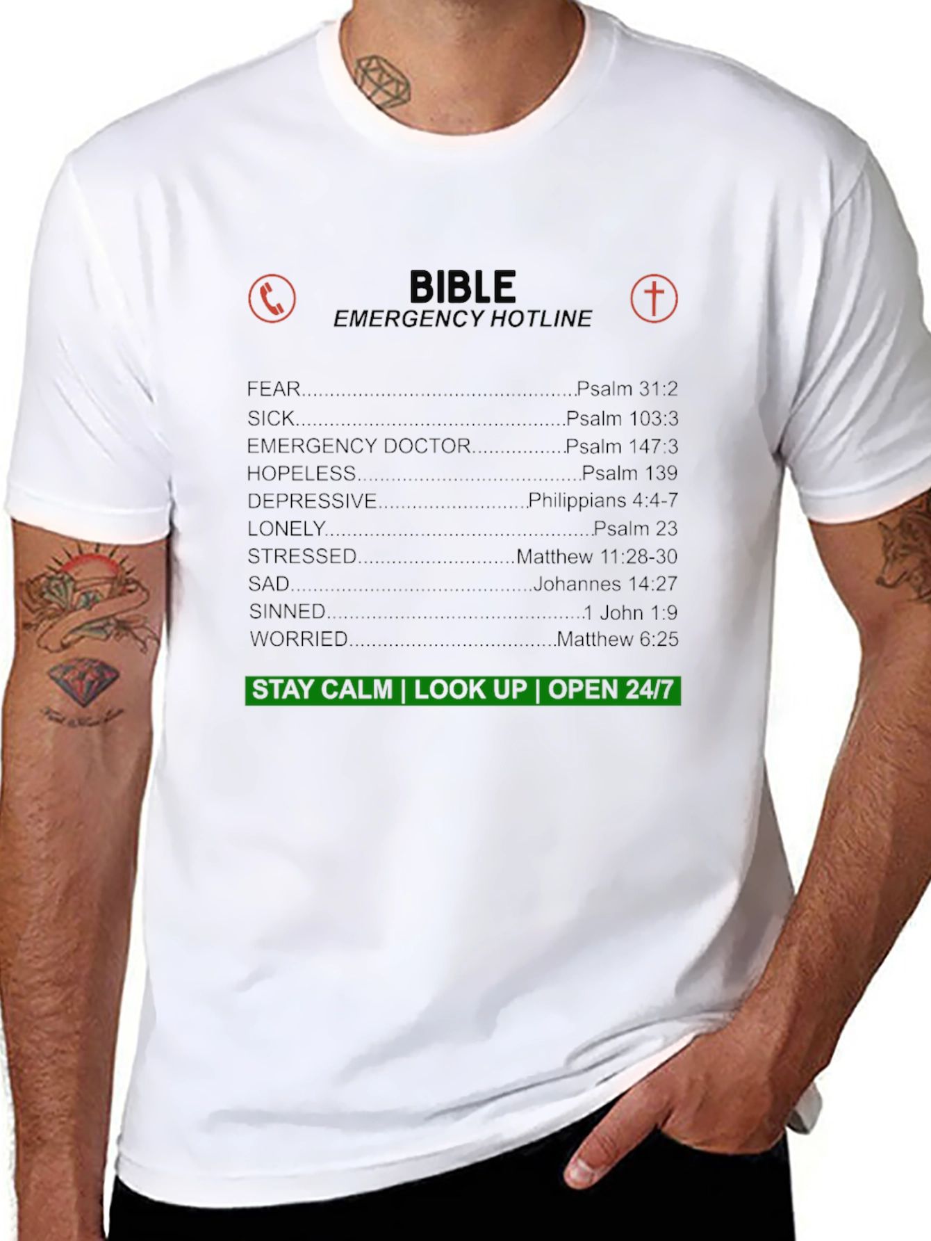 Bible Emergency Hotline Graphic T-Shirt