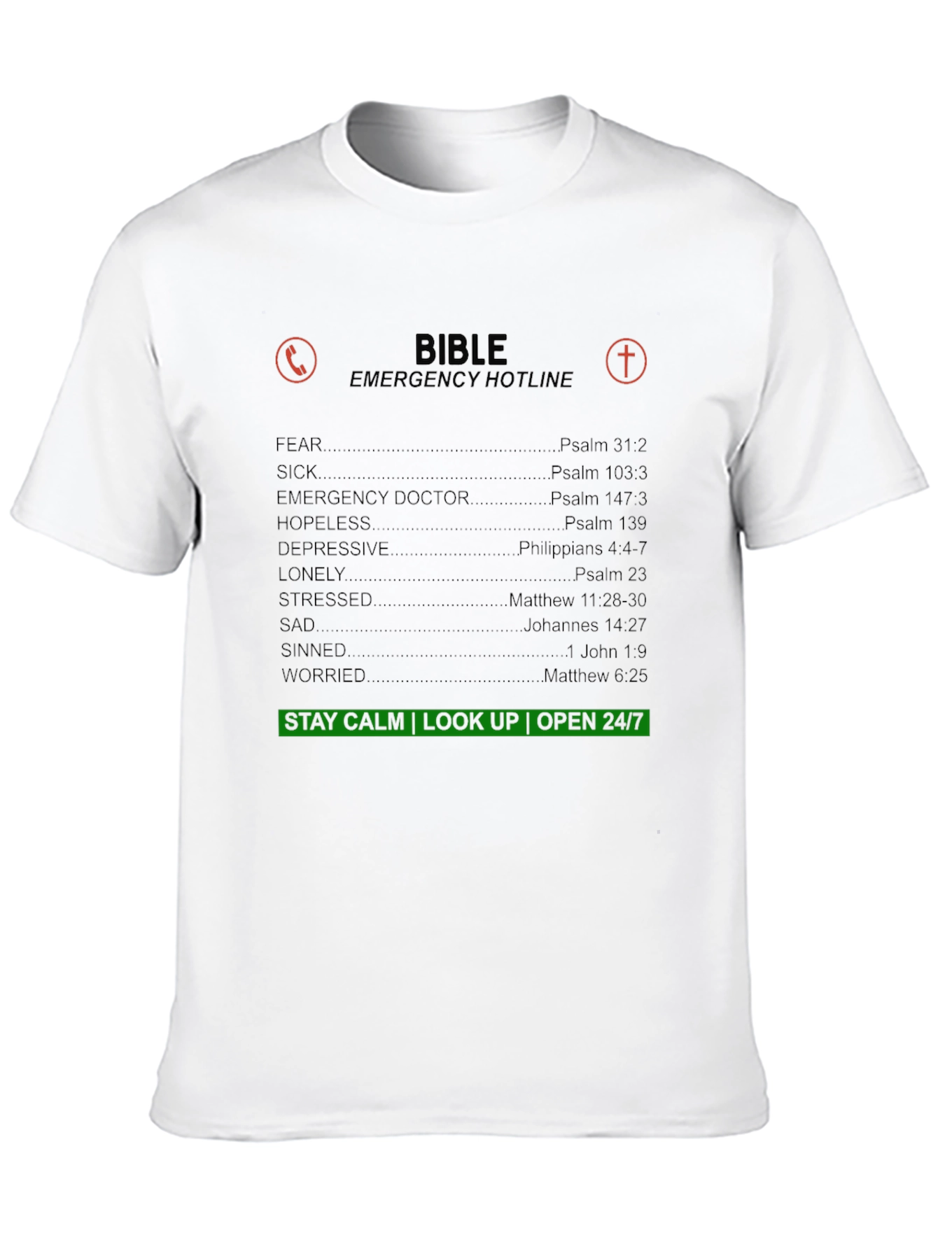 Bible Emergency Hotline Graphic T-Shirt