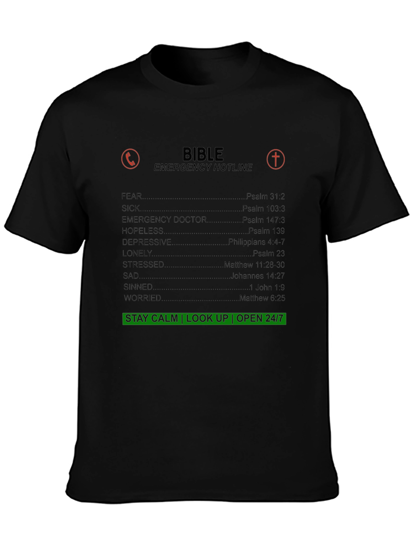 Bible Emergency Hotline Graphic T-Shirt