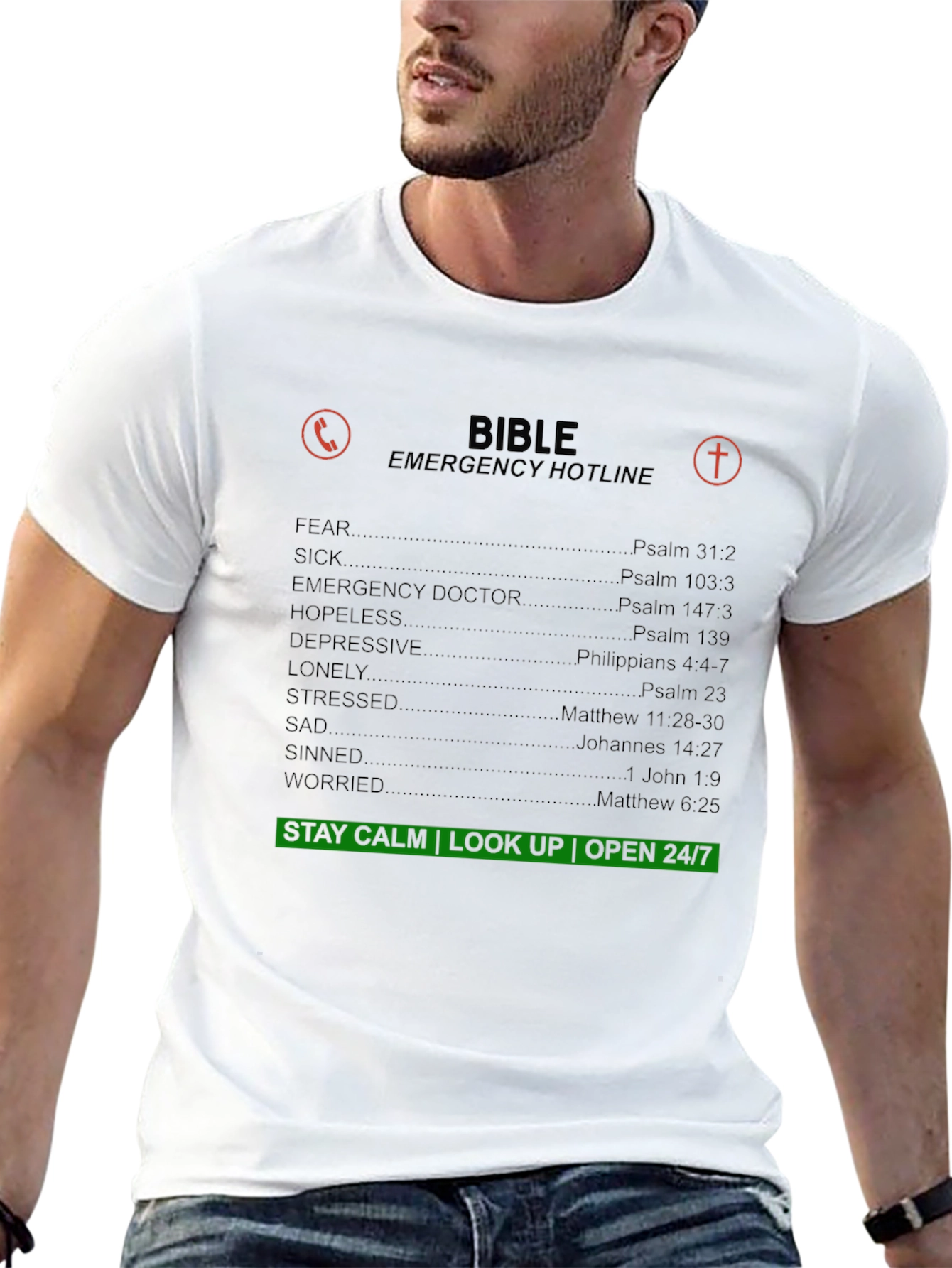 Bible Emergency Hotline Graphic T-Shirt
