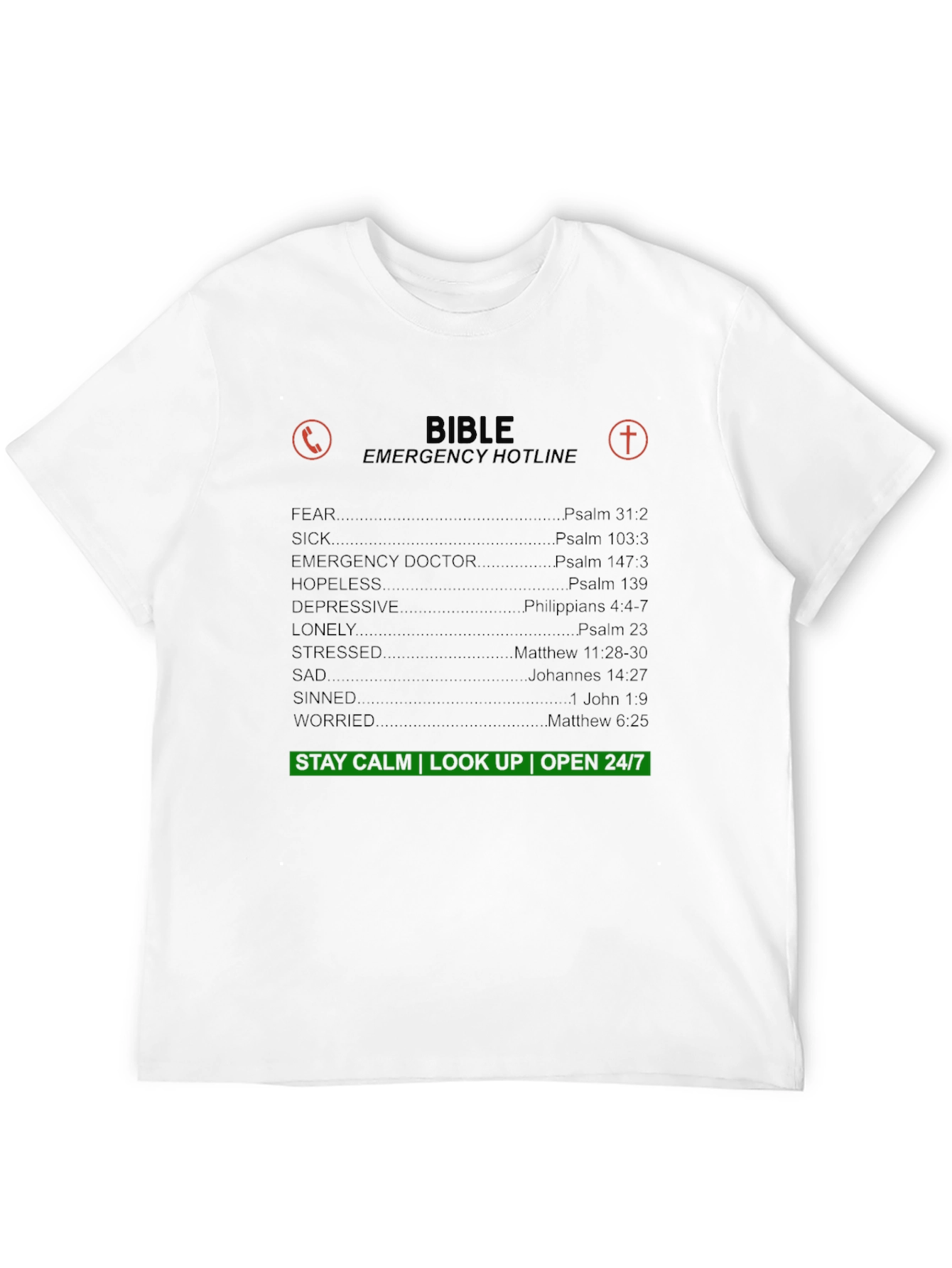Bible Emergency Hotline Graphic T-Shirt