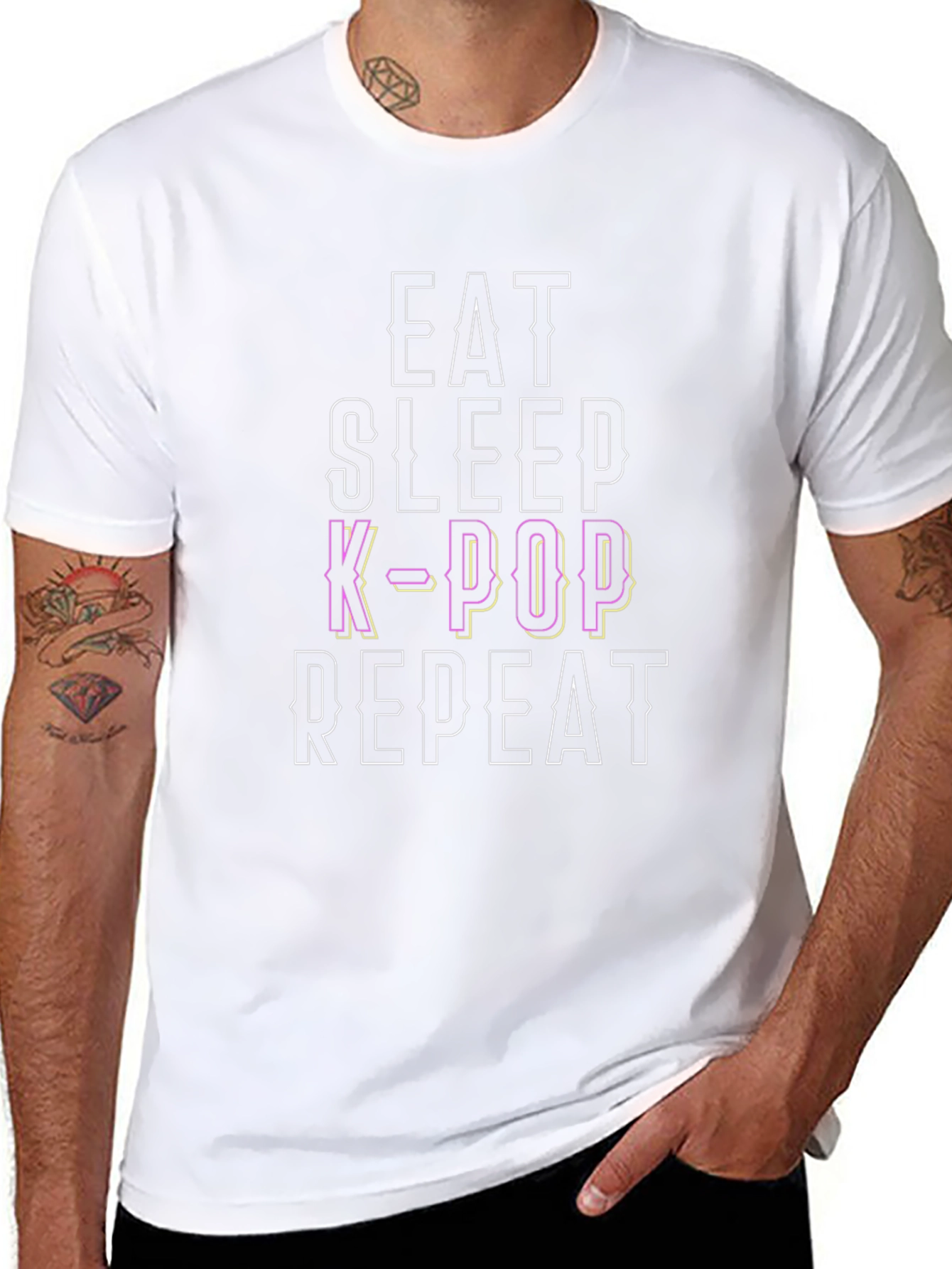 Eat Sleep K-Pop Repeat Black Graphic Tee