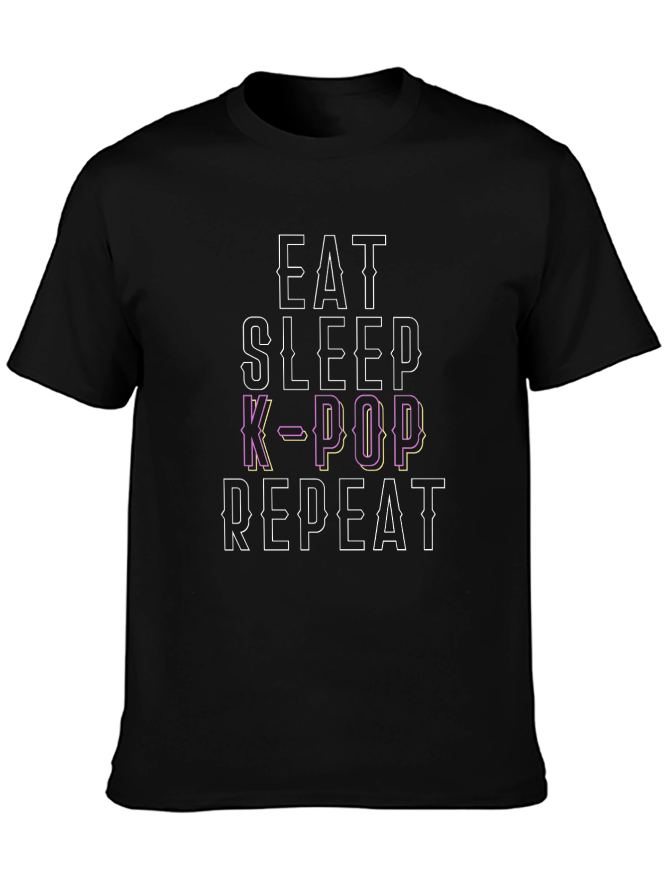 Eat Sleep K-Pop Repeat Black Graphic Tee