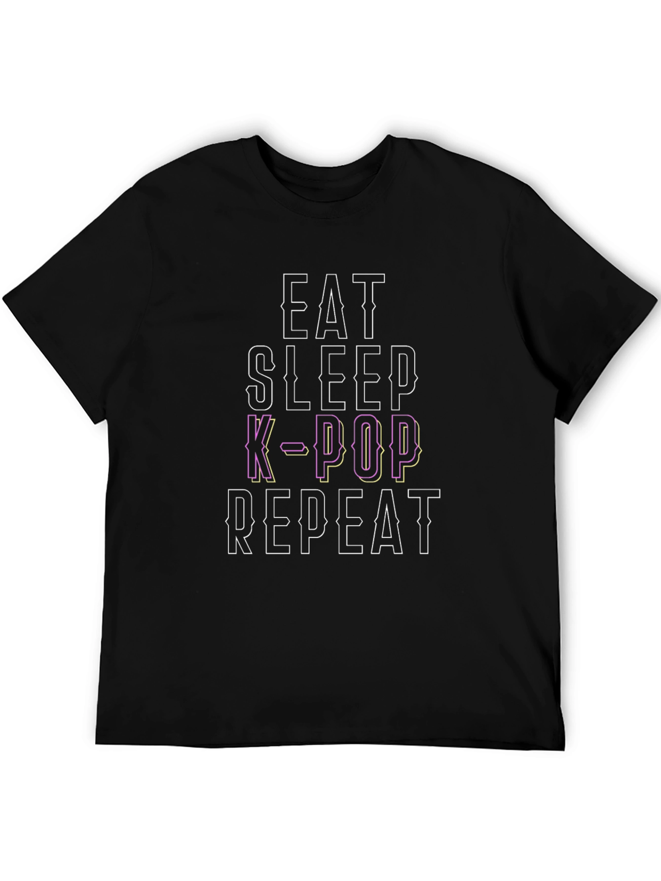 Eat Sleep K-Pop Repeat Black Graphic Tee