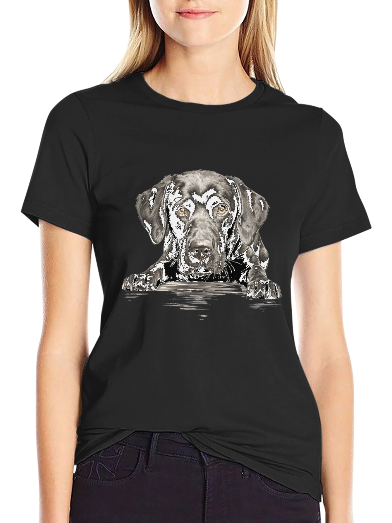Dog Sketch Graphic Print T-Shirt