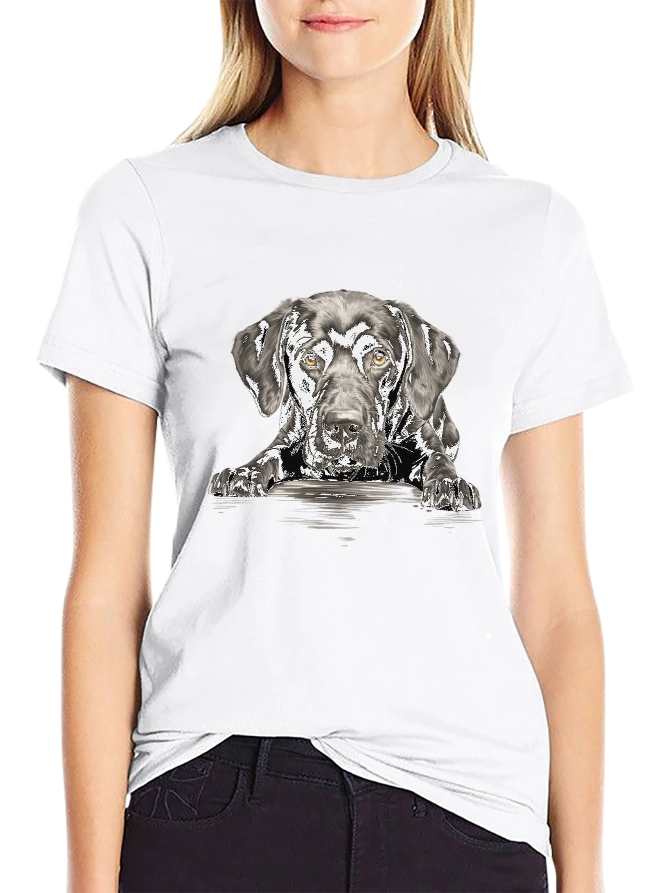 Dog Sketch Graphic Print T-Shirt