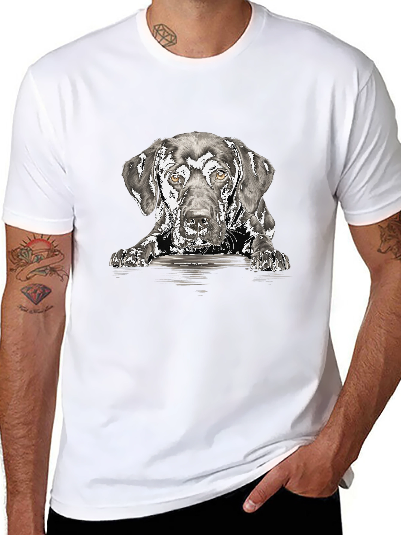 Dog Sketch Graphic Print T-Shirt