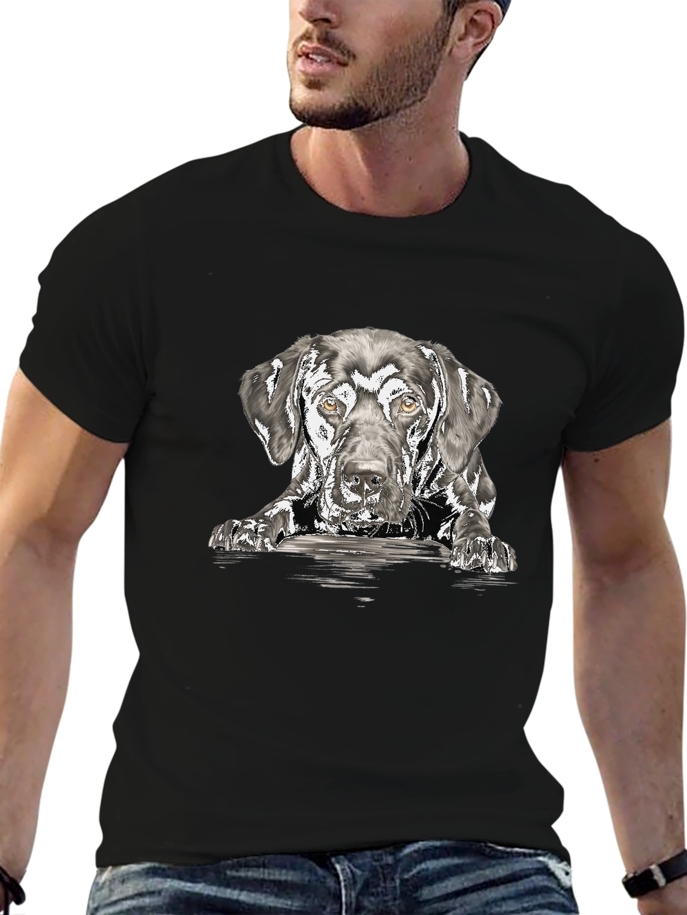 Dog Sketch Graphic Print T-Shirt
