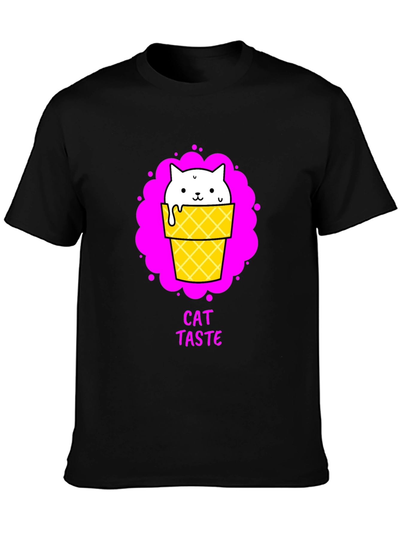 Cat Taste Ice Cream Cone Black T-Shirt