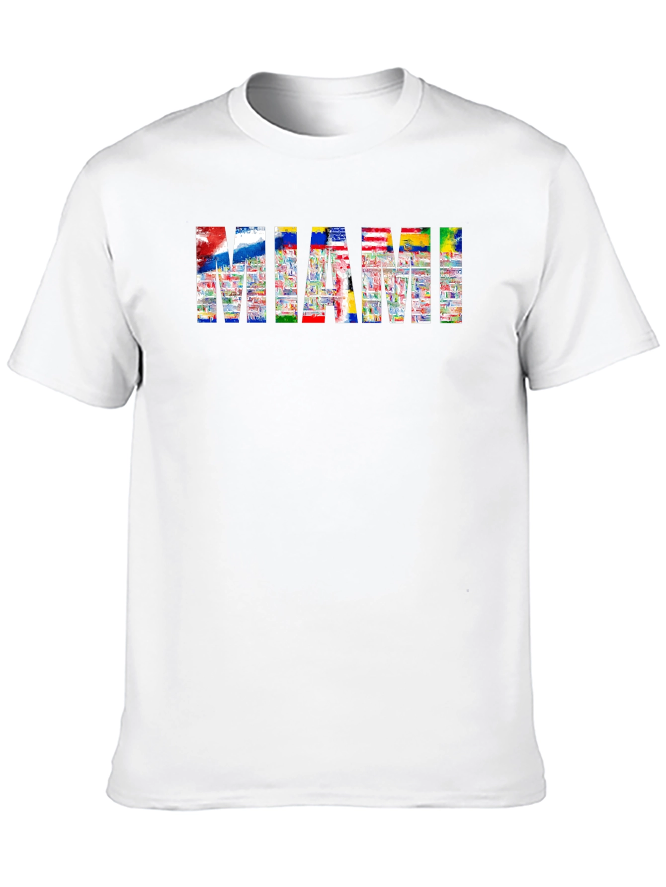 Miami Flag Fill Black T-Shirt