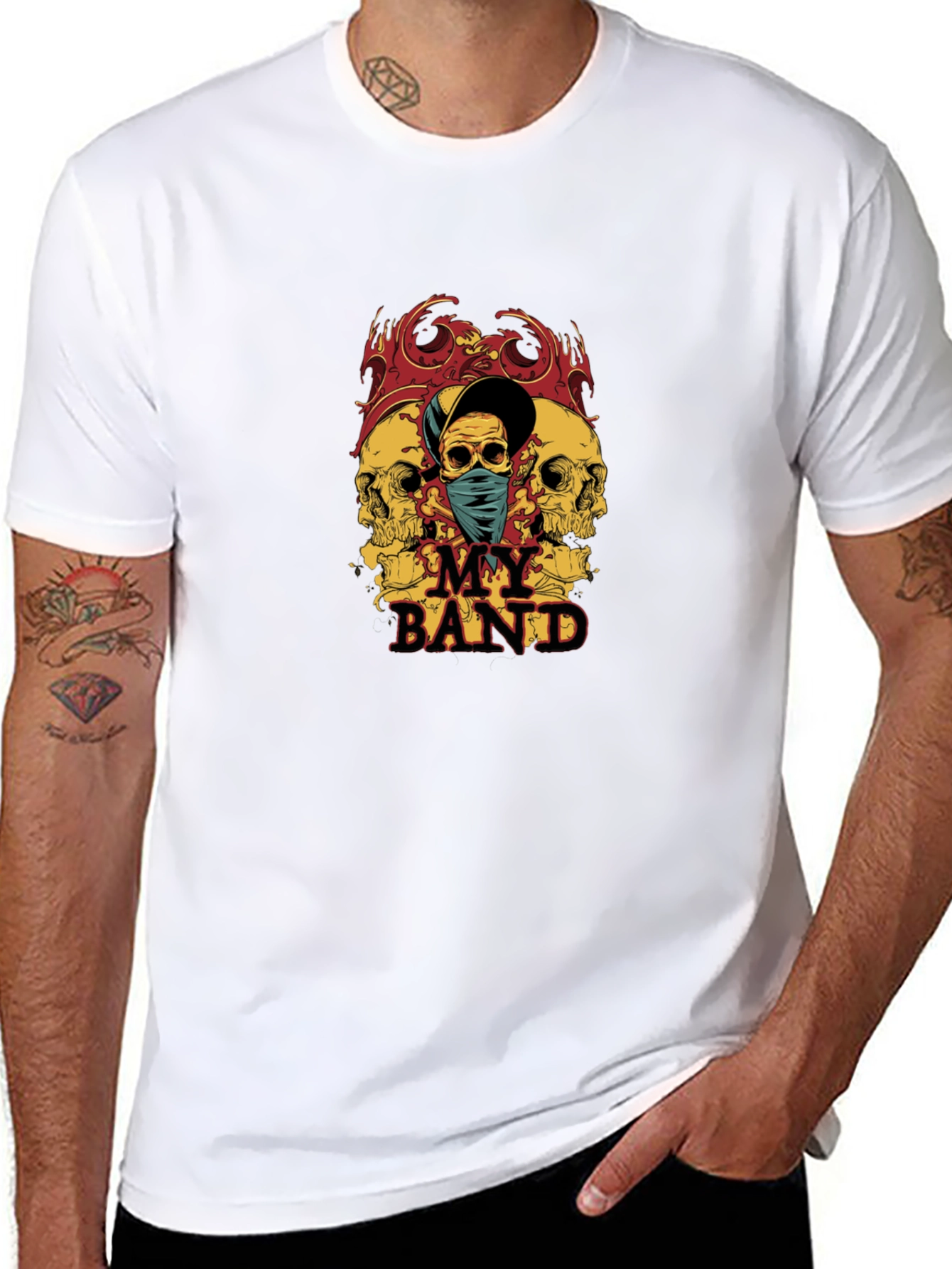 Skull Band Graphic Tee - Mens Black T-Shirt