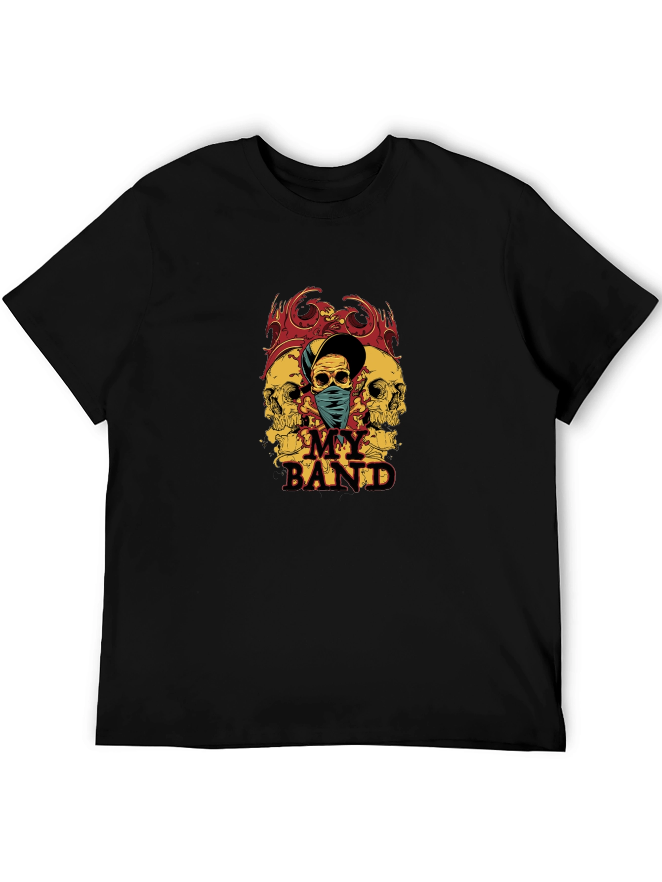 Skull Band Graphic Tee - Mens Black T-Shirt