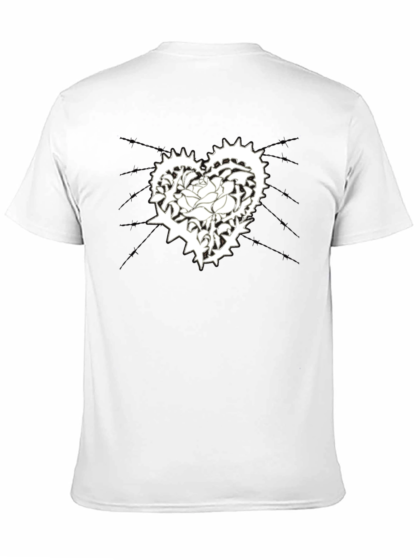 Mens Black T-Shirt with Heart & Rose Graphic