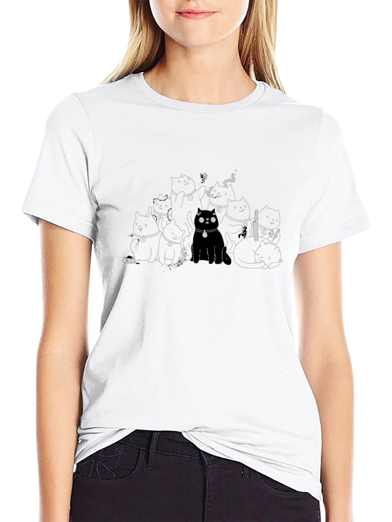 Cats Gang Black T-Shirt - Unique Graphic Tee
