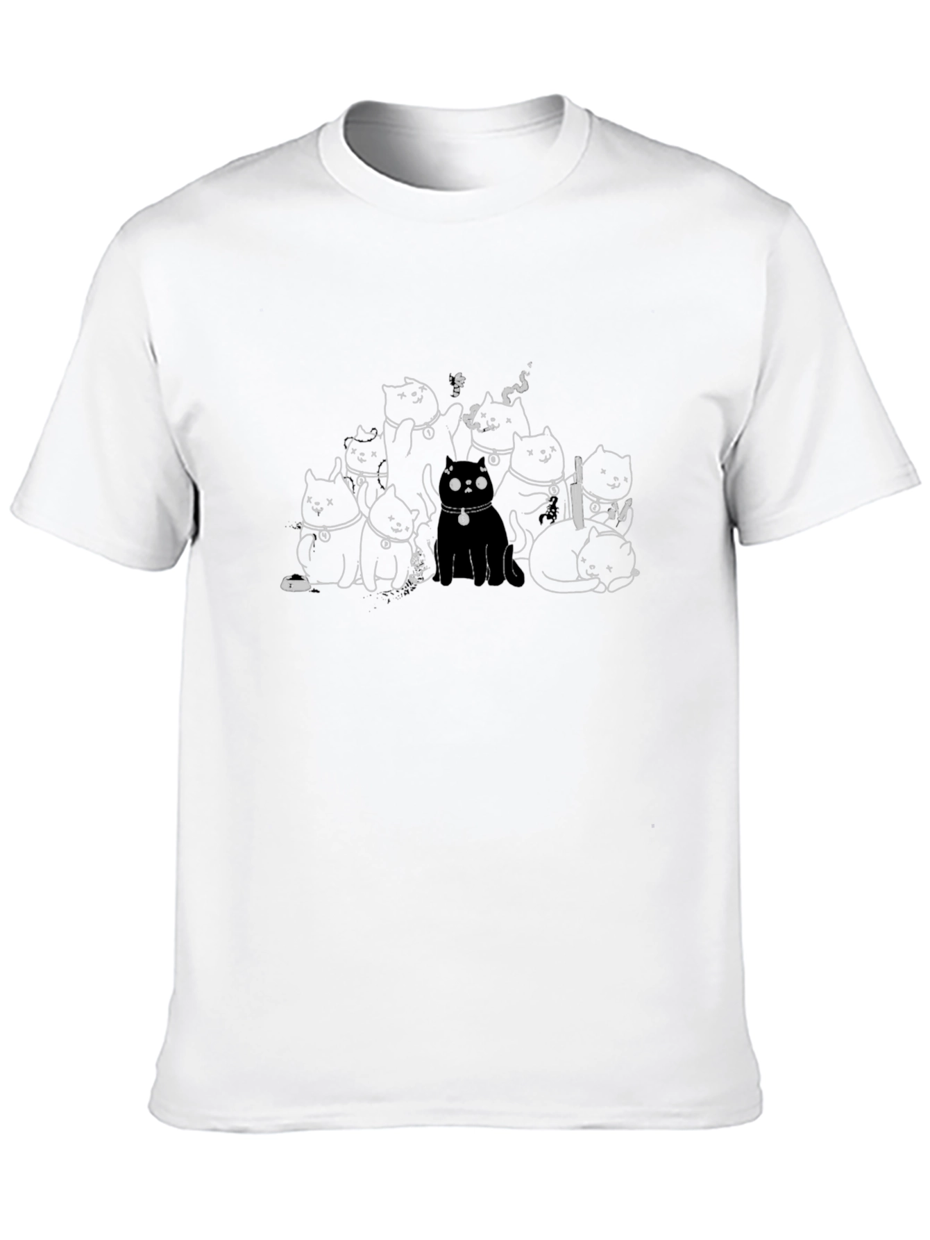 Cats Gang Black T-Shirt - Unique Graphic Tee