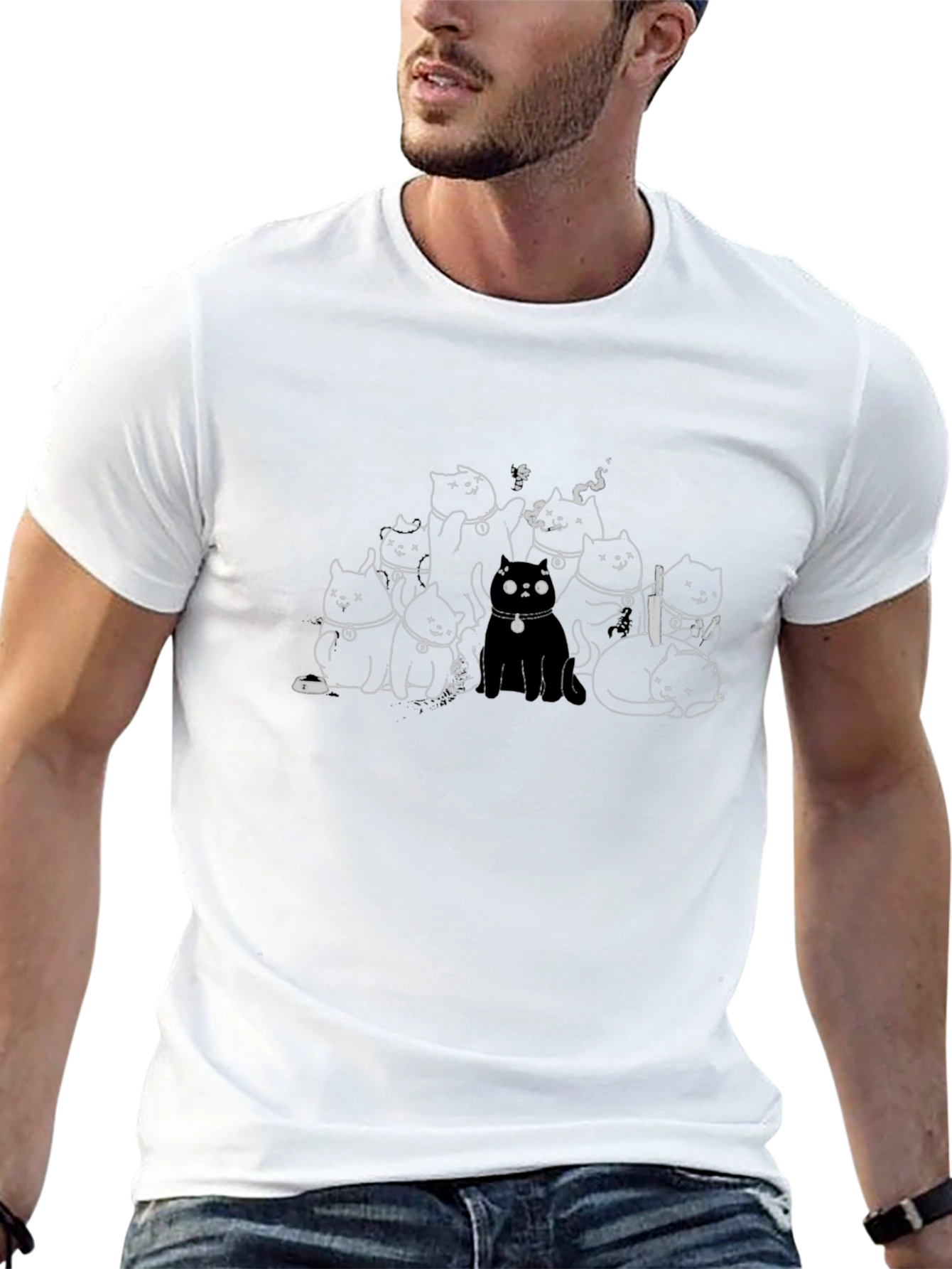 Cats Gang Black T-Shirt - Unique Graphic Tee