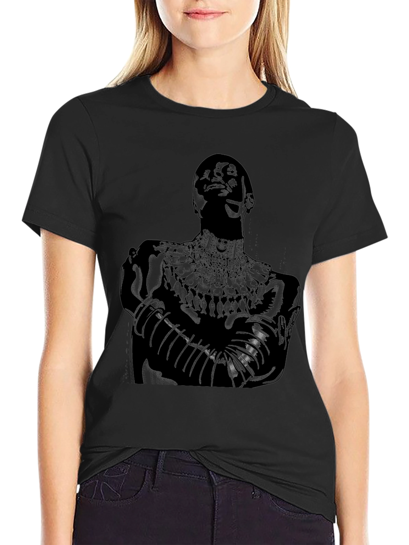 Black T-Shirt with Figure Graphic